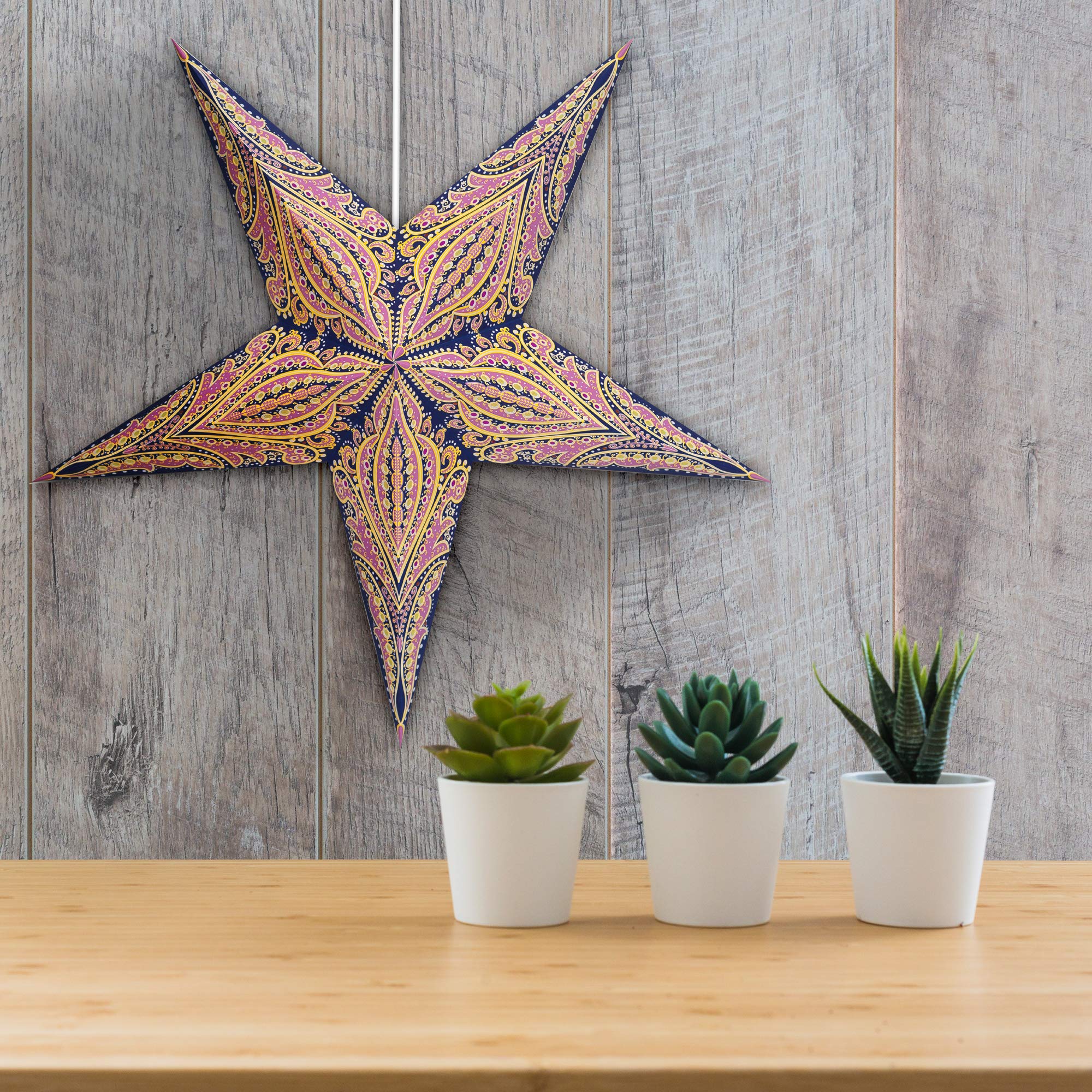 Galaxyarts 24&quot; Paper Star Lanterns - Blue Yellow Medium - Hanging Decoration For Parties & Holidays