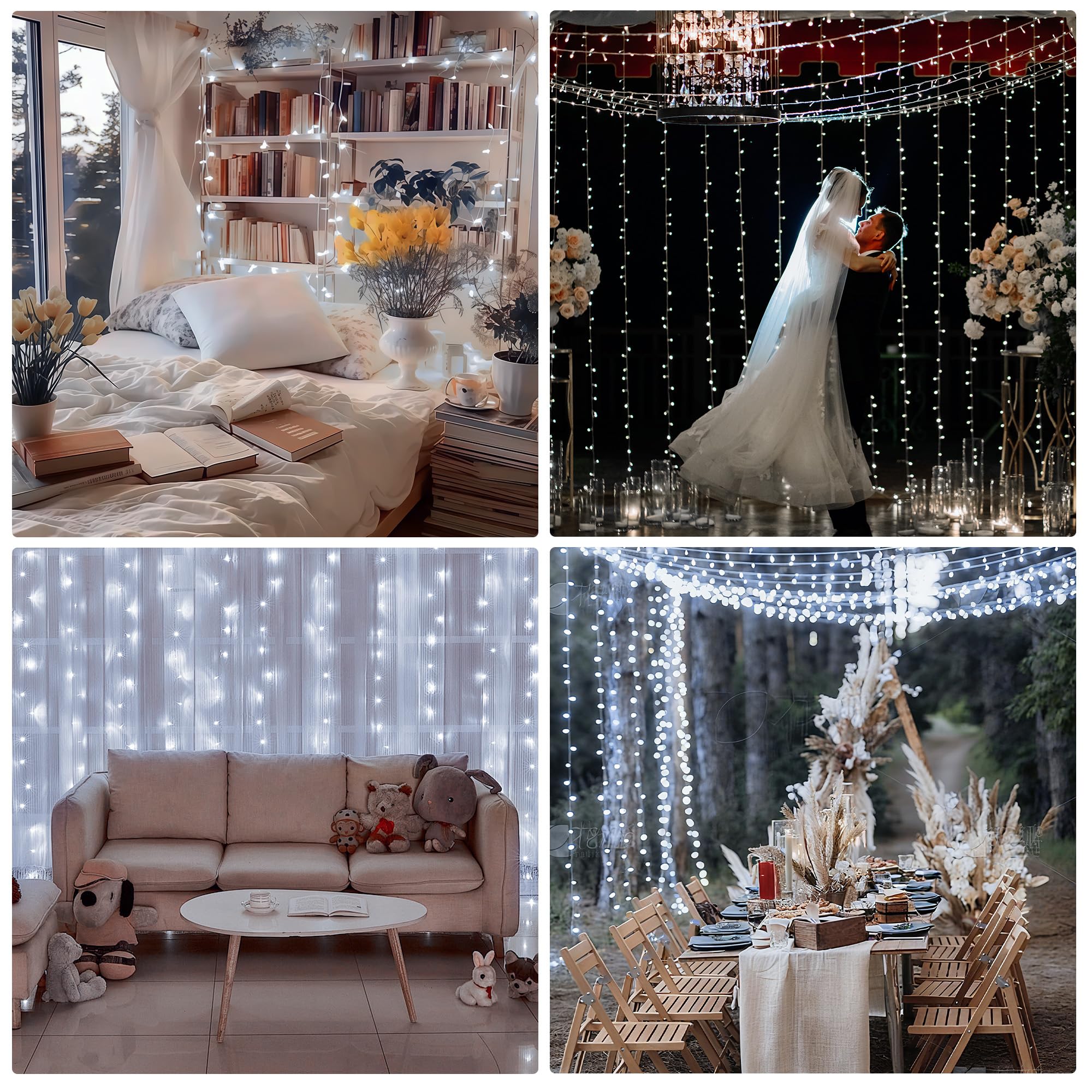 Banbanjo Christmas String Lights Indoor Outdoor Clear Wire  500 Led 164Ft White Christmas Lights Outdoor For Bedroom 8 Mode  Twinkle Fairy Light Plug In For Home Wedding Tree Yard Patio Decorations