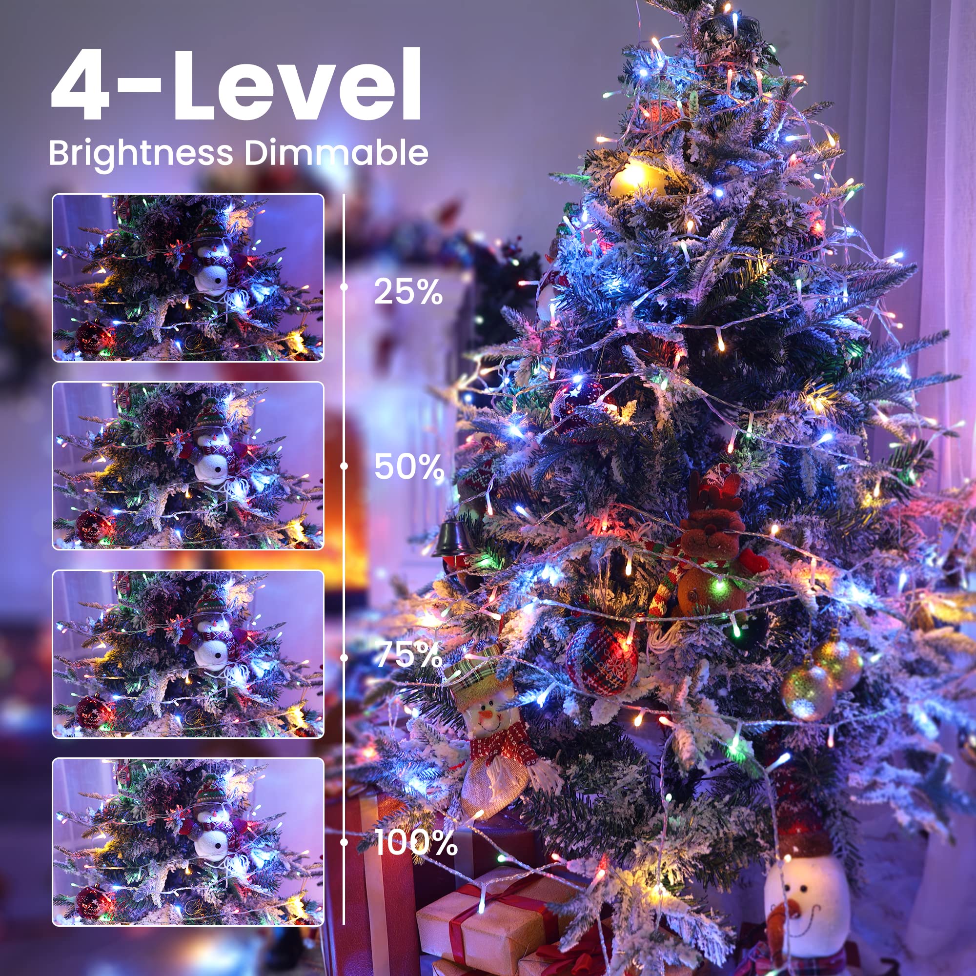 Jnaurb Color Changing Christmas Lights, 175ft, 500 LED, Waterproof, Remote, 11 Modes, White & Multicolor, Model LED0823500