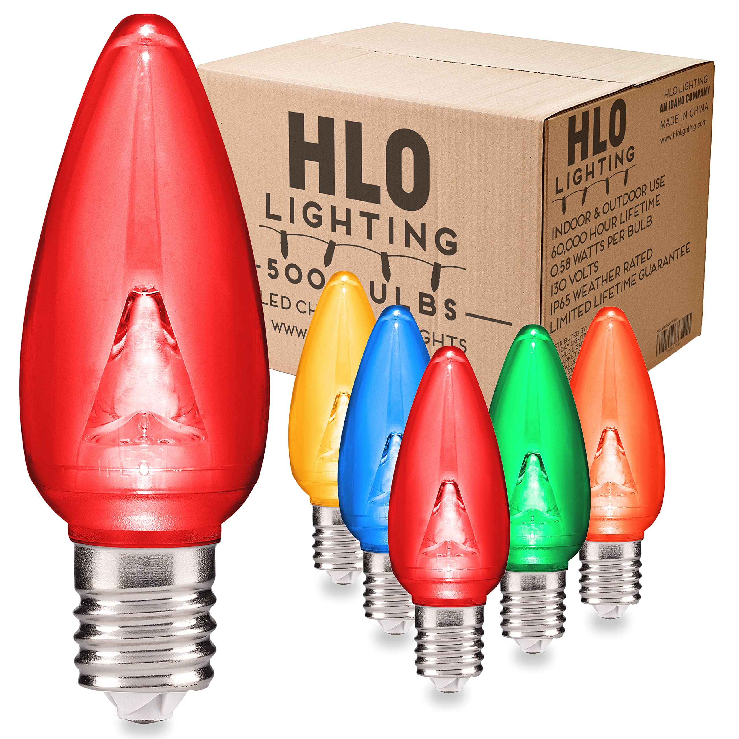 HLO Lighting Smooth C9 Christmas Lights | Multicolor LED Bulbs for Indoor & Outdoor Christmas Decor | Set of 500