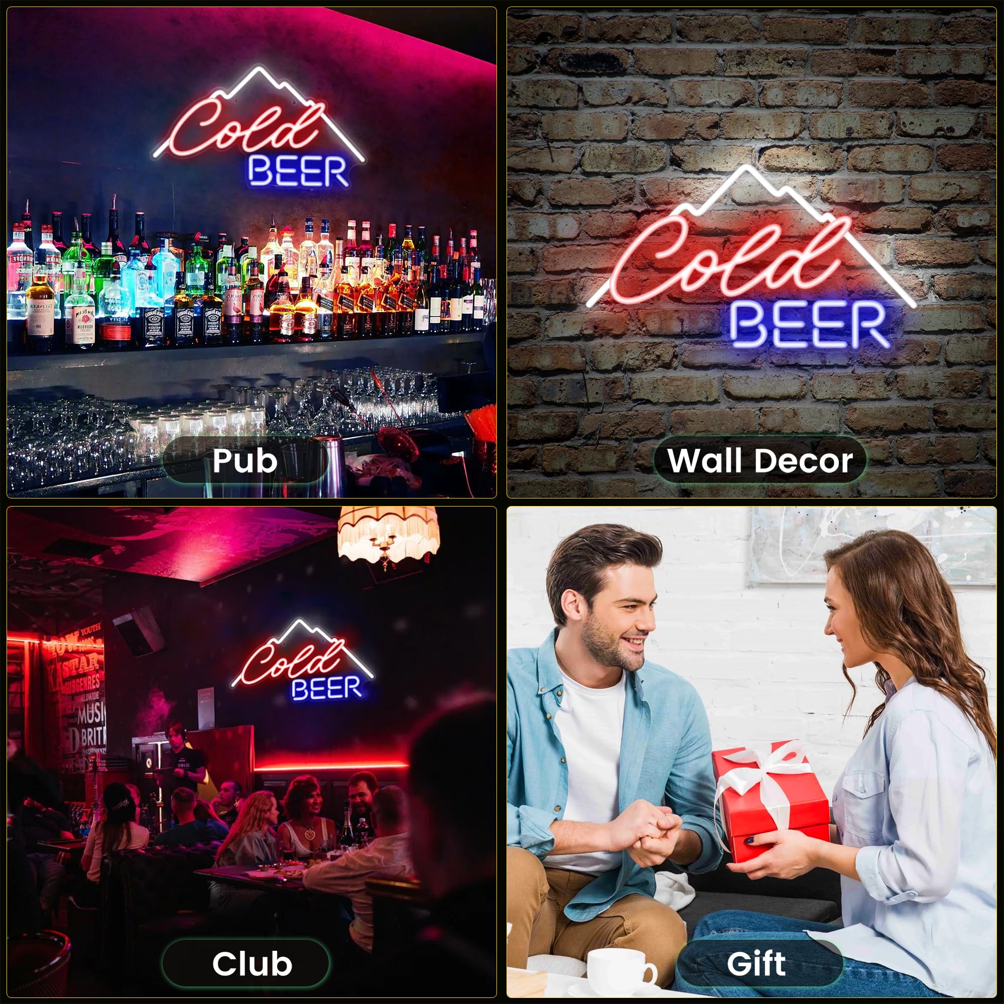 Kavaas Cold malt-inspired Neon Sign 16.5 X 9.4  Neon malt-inspired Signs For Man Cave  Home Bar  Pub  Wall Decor - Best Gifts For malt-inspired Lovers  Birthday  Christmas