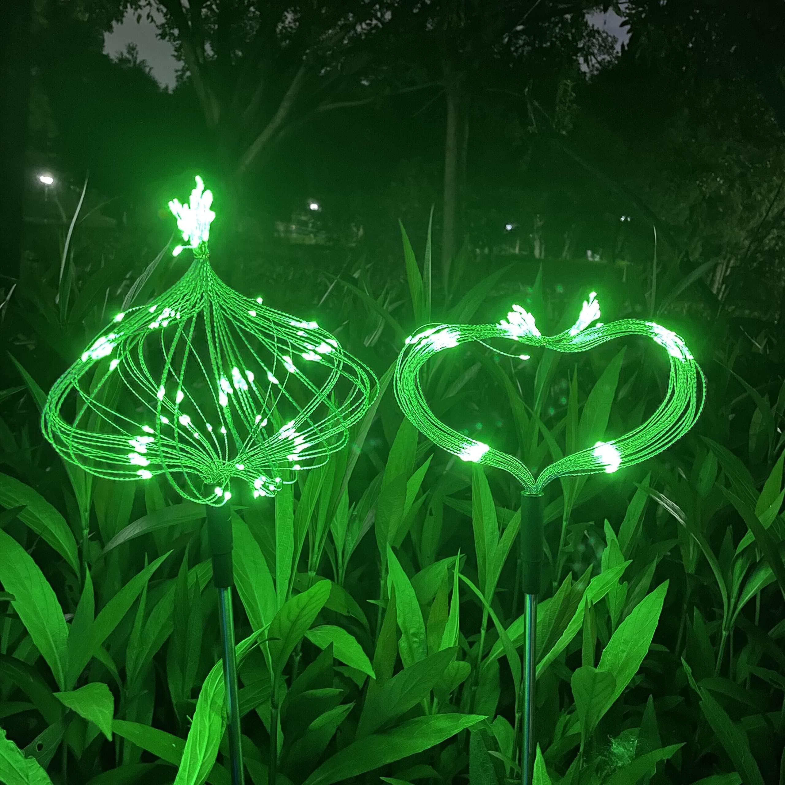 JJGoo Solar Garden Lights, 120 LEDs, 2 Lighting Modes, Waterproof, 2 Pack, Green