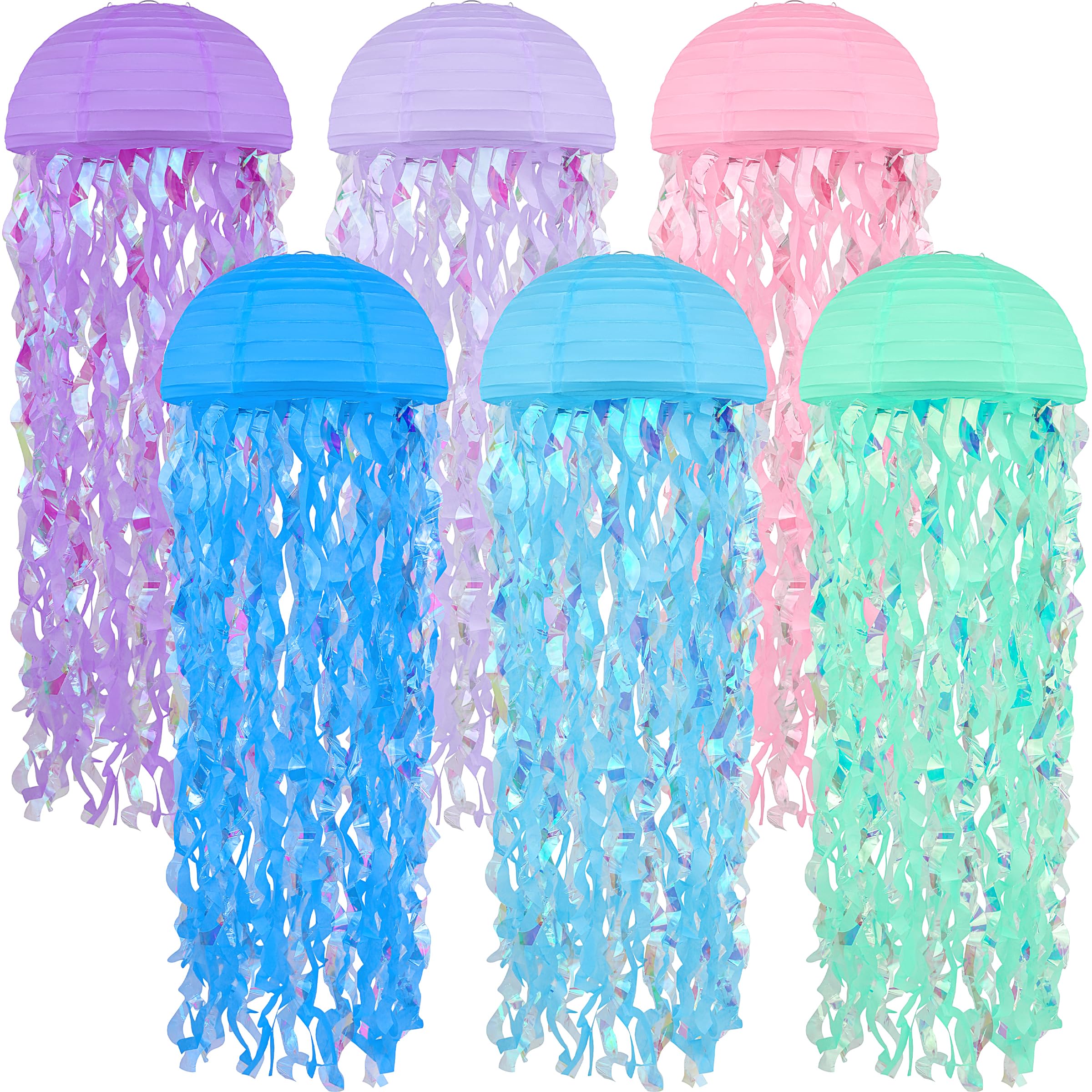 Jellyfish Paper Lanterns 6 Pacs 10 Inch Under The Sea Mermaid Party Baby Shower Decorations Blue Hanging Jelly Fish For Ocean Sp