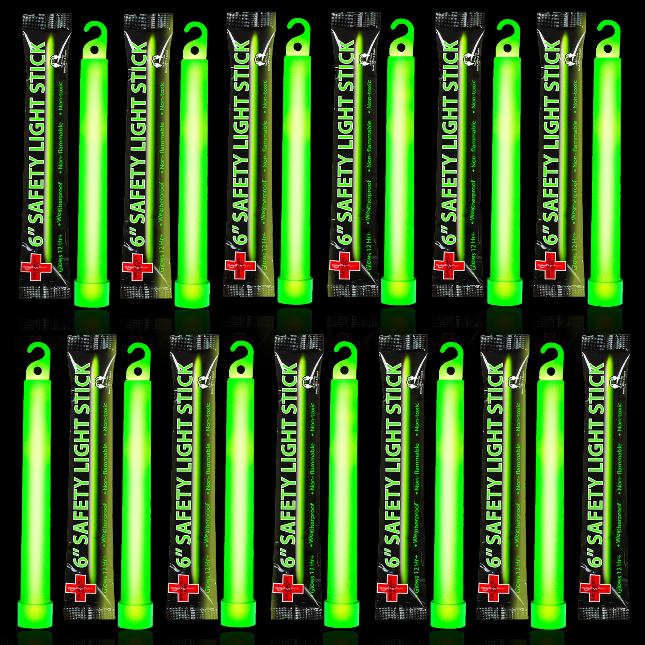 Emergency 10 Ultra Bright Green Glow Sticks - Individual Packed With Lanyard - For Camping Survival - Glow Lights For Blackouts, Hurricane And Storms- 6 Inch Chem Light Sticks With 12 Hour Duration