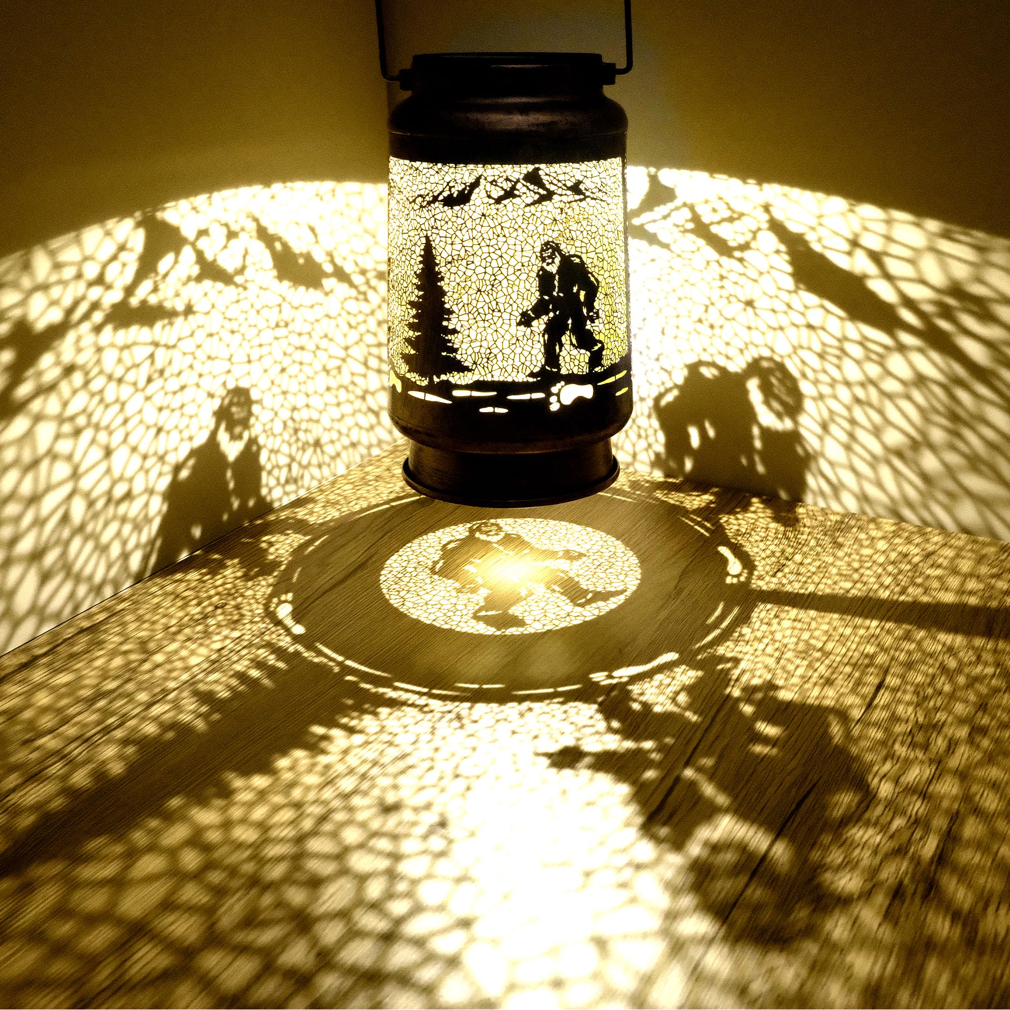 Litray Bigfoot Solar Lantern - IP65 Waterproof LED, 7.48" Copper Metal Decor for Patio, Pathway or Tabletop, Model Bigfoot-B1