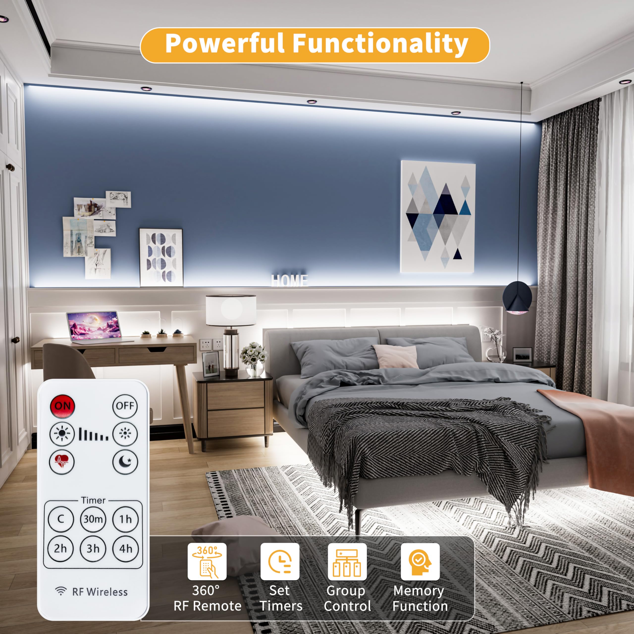 Pautix 5V Usb Cob Led Strip Light 6.56Ft/2M 1200Lm, Dimmable 640Leds 6000K Daylight White Cri90+ With Rf Remote Tv Backlight,Fle