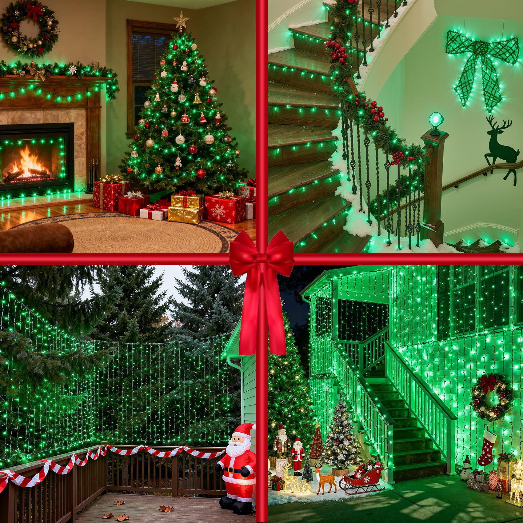 HRANBOTY 300 LED Indoor String Lights, 75FT Green Wire, 12 Modes, Dimmable Timer, Twinkle Fairy Lights for Xmas Decor