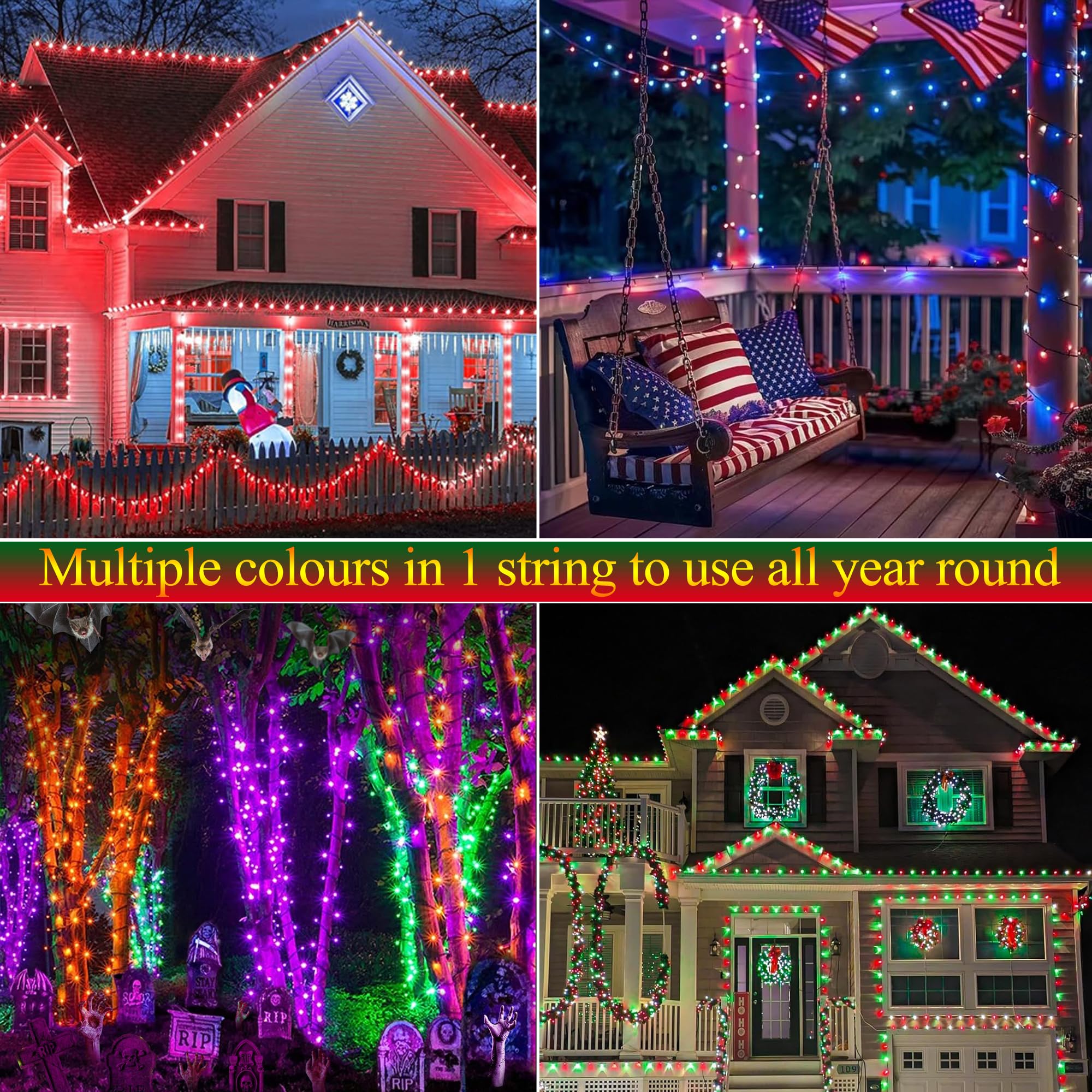 Joomer Christmas String Lights - 100Ft 300Led Rgb String Lights With Remote, Waterproof Outdoor Indoor With Timer Memory Functio