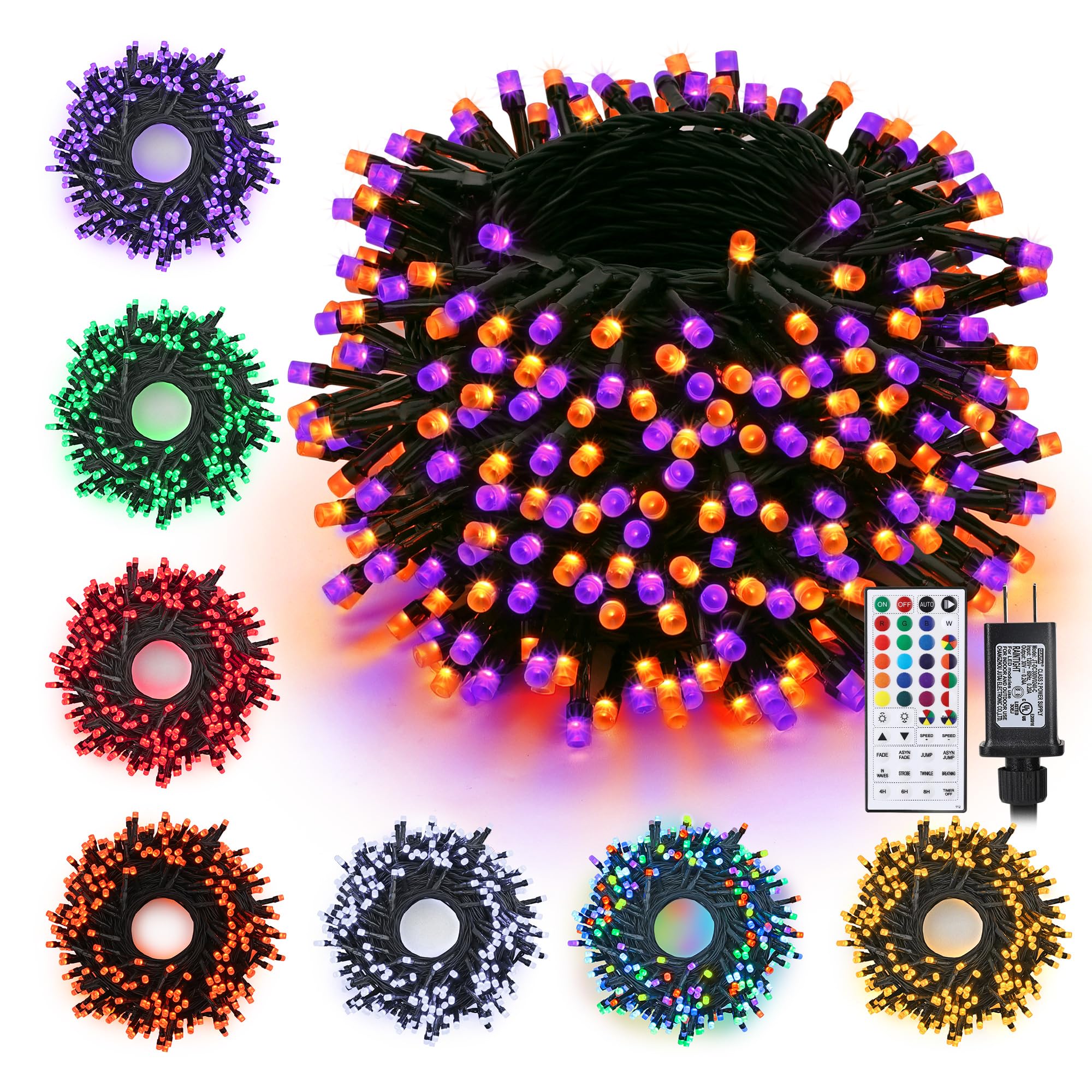 Toodour RGB String Lights, 82ft 200 LED Waterproof Color Changing Lights with Remote & Timer, Model JT-DC300V0240-C