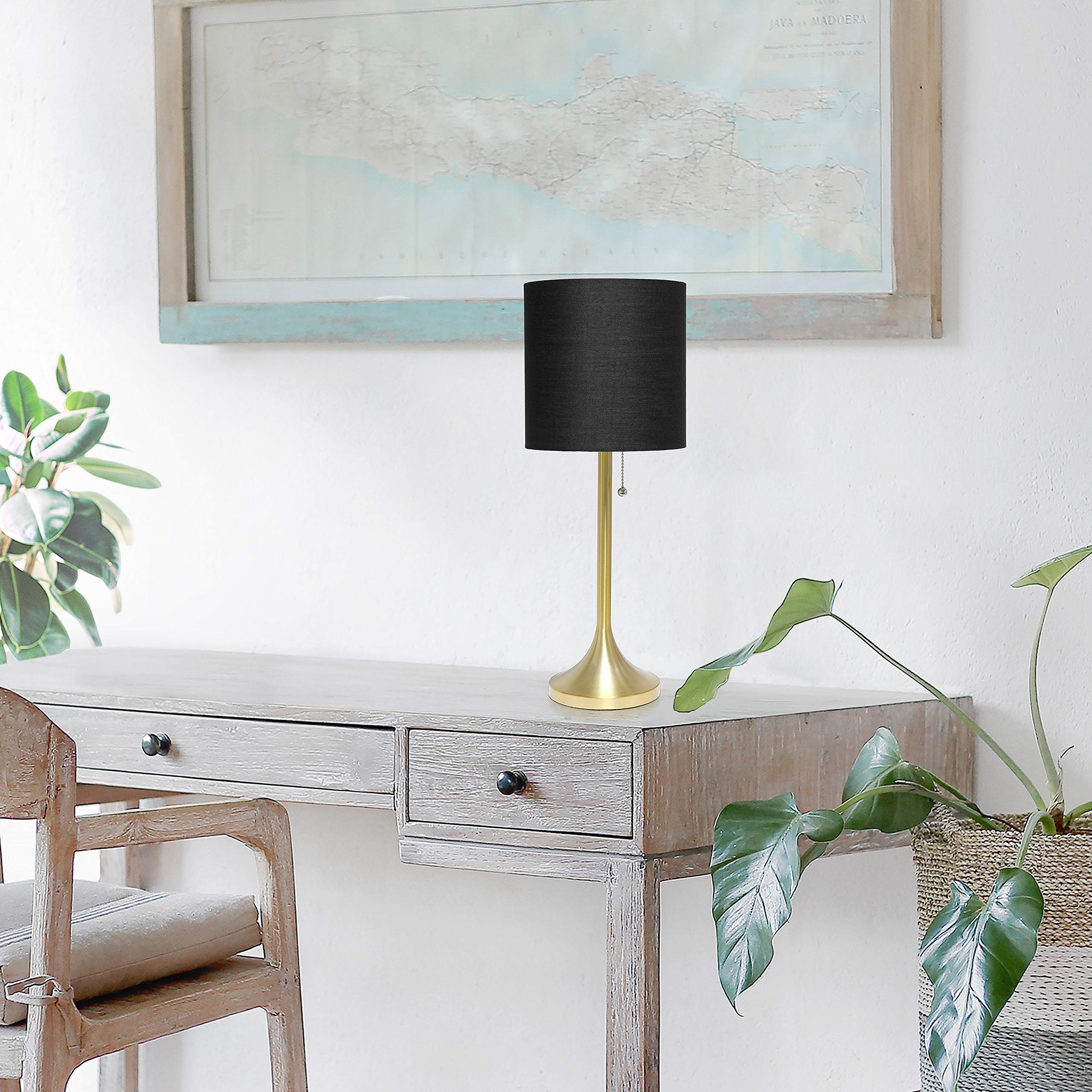 Simple Designs Gold Tapered Table Lamp Black Fabric Shade Pack of 4 Model LT1076-GDB