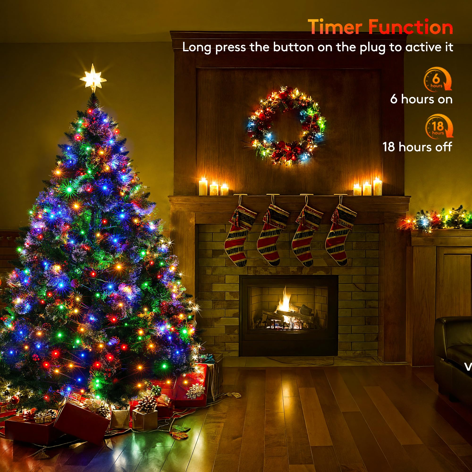 Blctec Christmas Lights, 300 Led 108Ft Ul Certified Christmas String Lights With 8 Modes, Waterproof, Timer, End To End Connecta