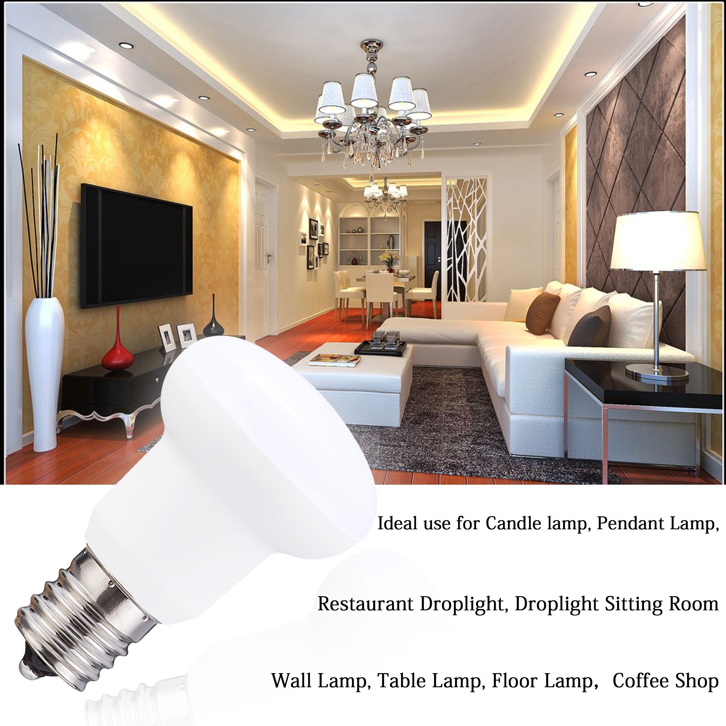 R14 Led Light Bulb 3Watt E17 Base 300Lumen 120Volt Daylight White 5000K (Equivalent 25Watt Flood Light Bulb Brightnes)Be Applica