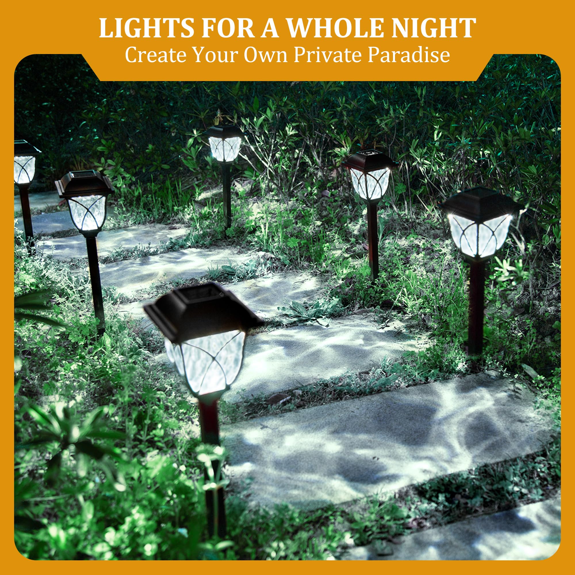 Gigalumi Solar Lights Outdoor Waterproof, 8 Pack Led Solar Garden Lights, Solar Lights For Outside, Garden Decor For Yard, Patio, Landscape, Planter, Walkway (Cold White)