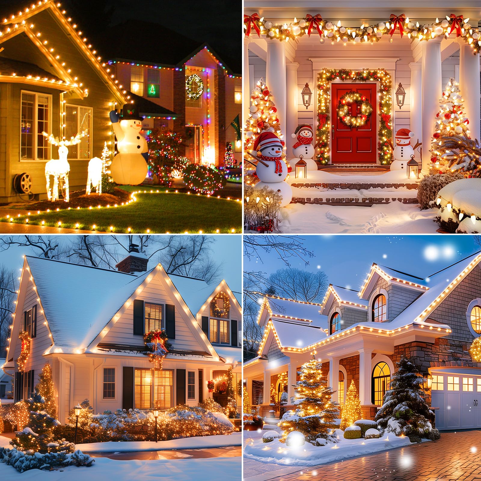 Brightown C9 LED Christmas Lights, 132ft Waterproof String, 200 Warm White LEDs for Holiday Yard Decor, Model 5-100/2F/C-033