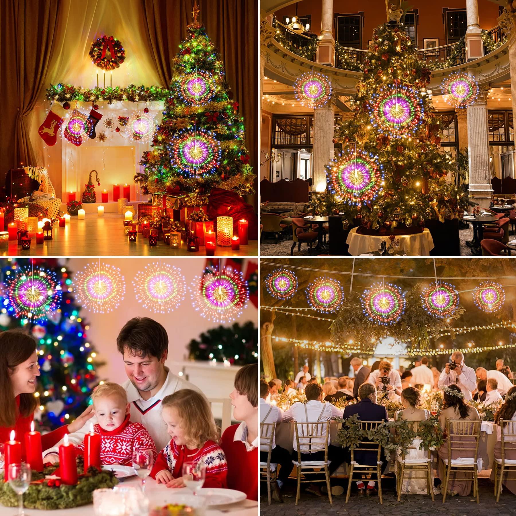 Techip 225Led Multicolor Battery Operated String Lights With Remote - 4Pcs Waterproof Fairy Lights