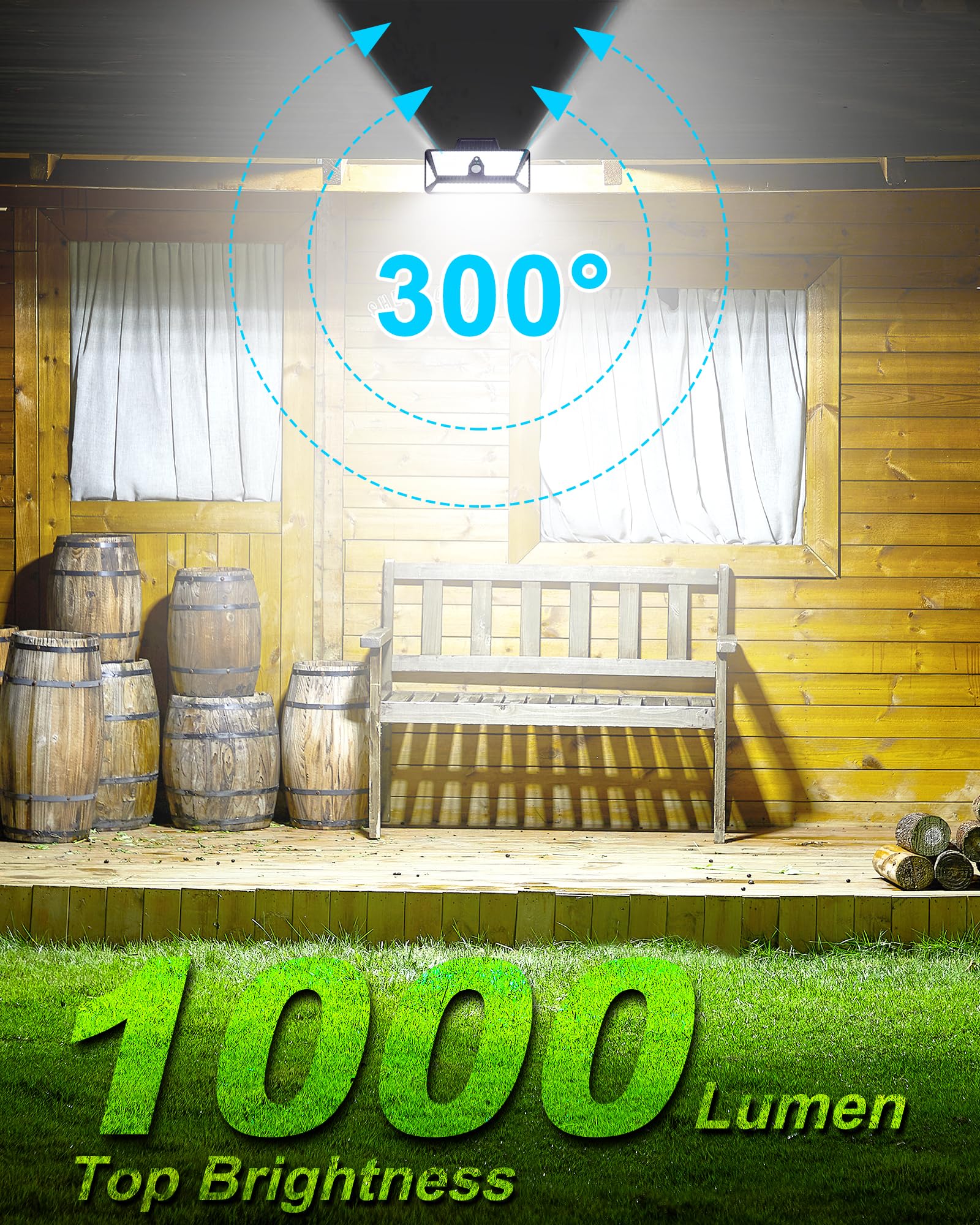 2Pack 208Leds Solar Lights Outdoor With Motion Sensor, 1000Lm Clip On Solar Powered Security Flood Lights With 3 Mounting Ways,