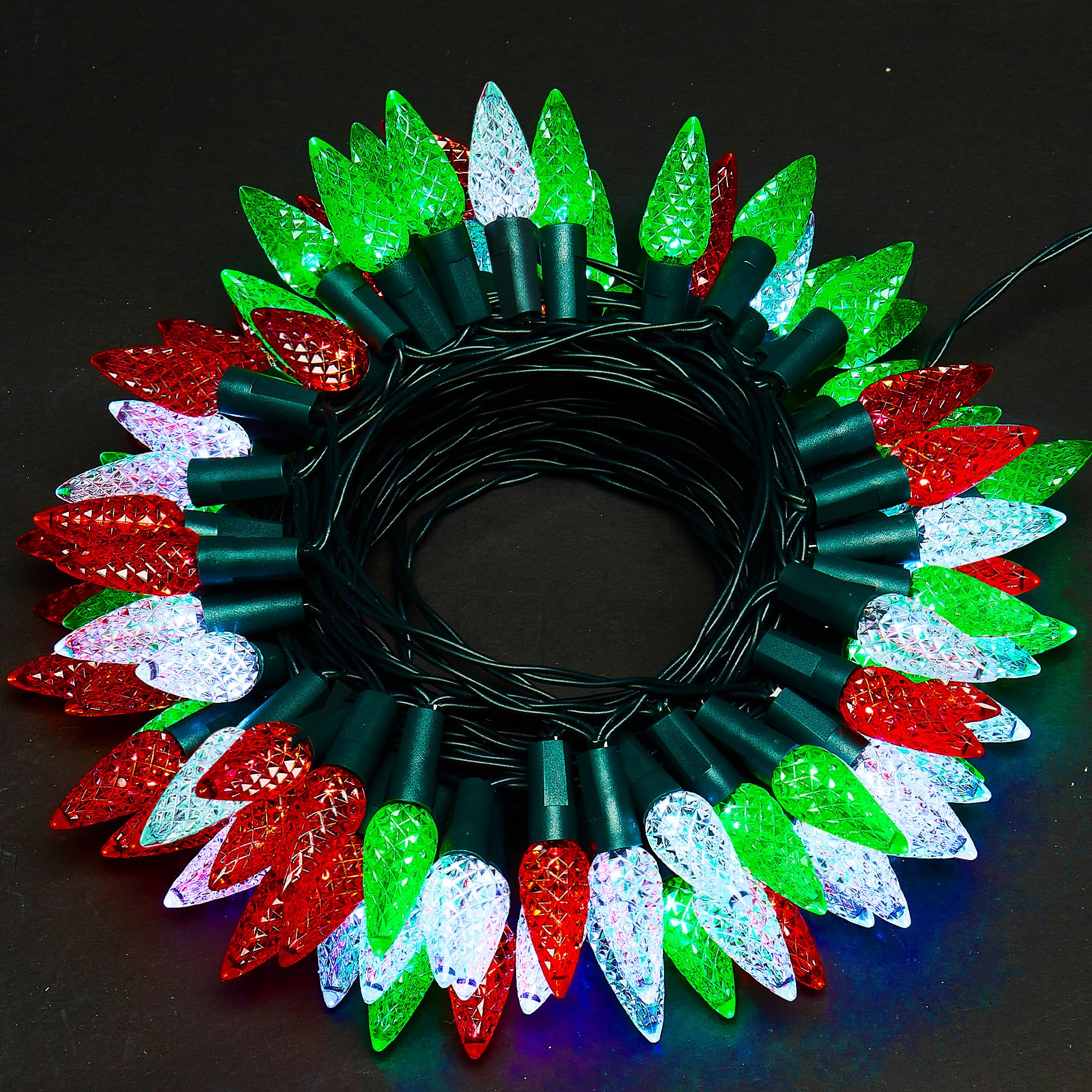 WBao C6 Battery Operated Christmas String Lights  60 LED 20ft with 8 Modes  Auto Timer  Waterproof for Indoor Outdoor Christmas Trees  Fence  Stairs Xmas Decorations  Red Green White