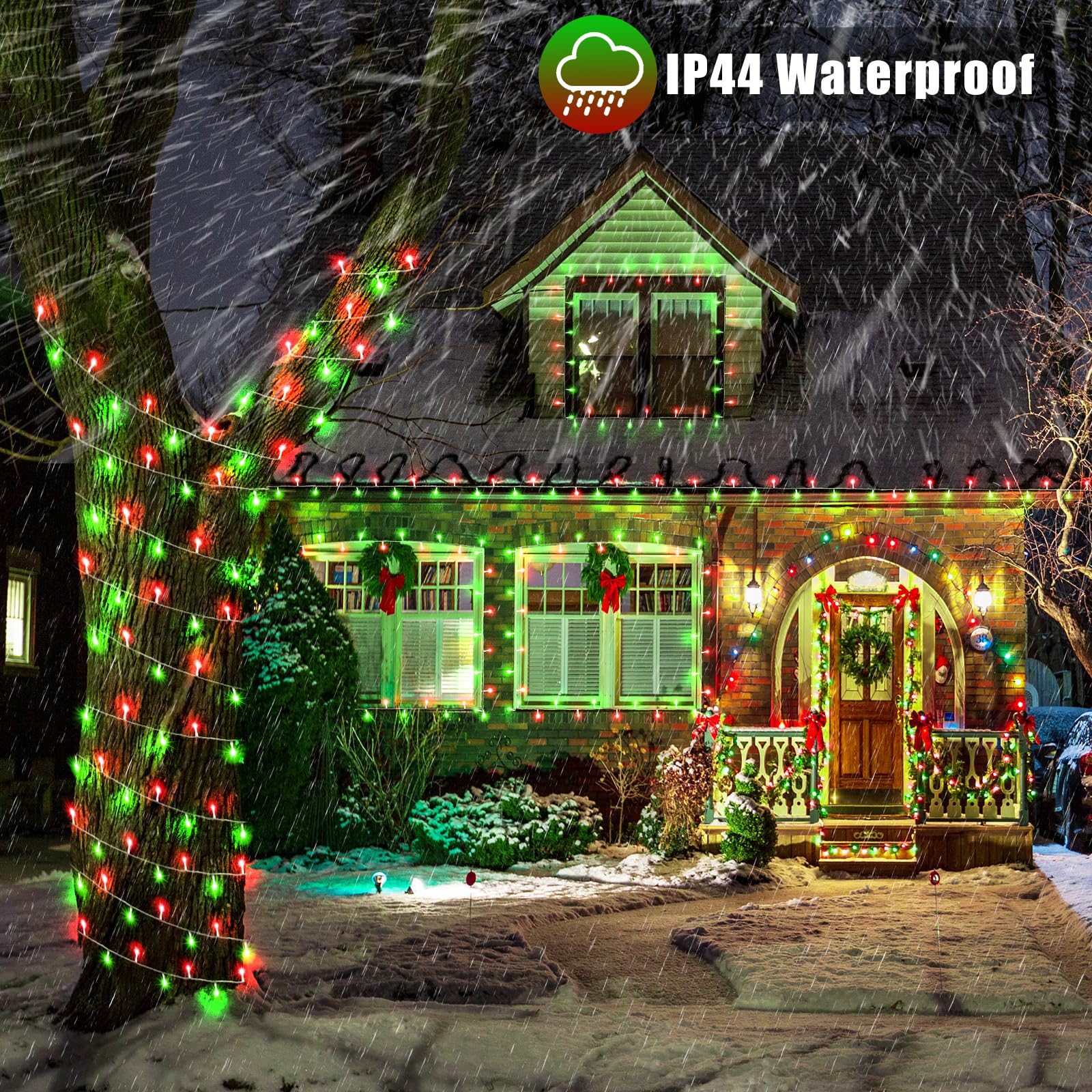 100 Led Red And Green Lights Outdoor - 33Ft Red Green String Lights Indoor Clear Wire 8 Modes Plug In Waterproof Twinkle Fairy Lights For Indoor Outside Bedroom Home Party Decorations