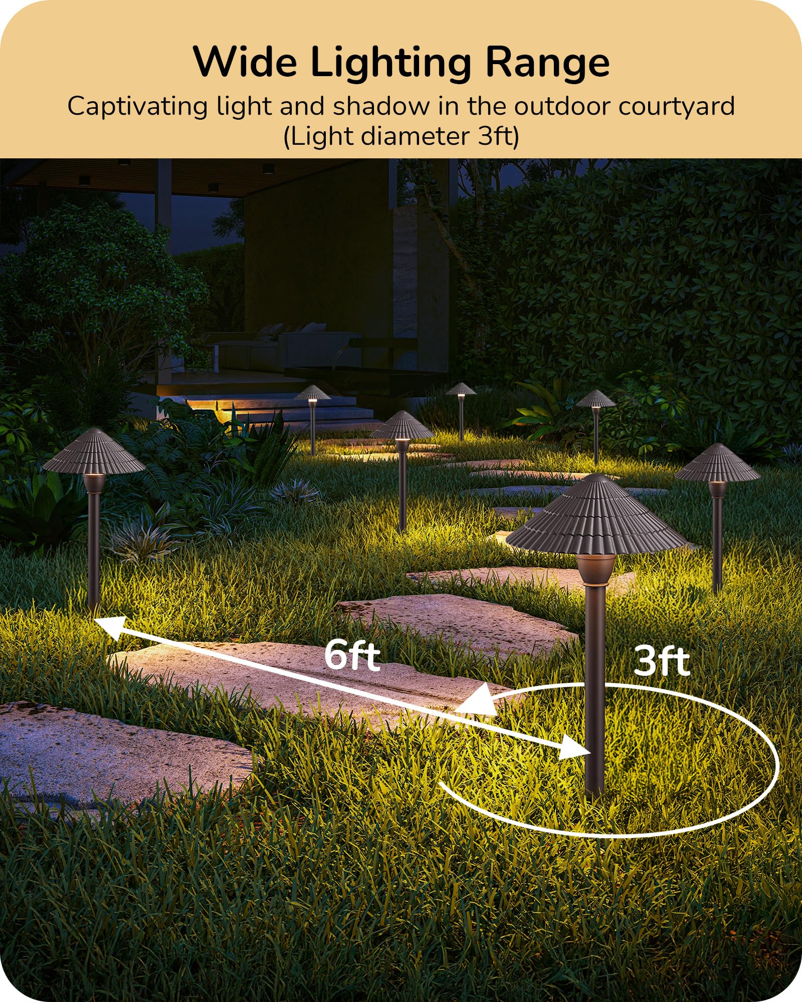 EDISHINE Low Voltage Pathway Lights, 5CCT LED Landscape Lighting, 12V 3W, Waterproof, Aluminum, Brown, 4 Pack, Model JXL-HW-D02