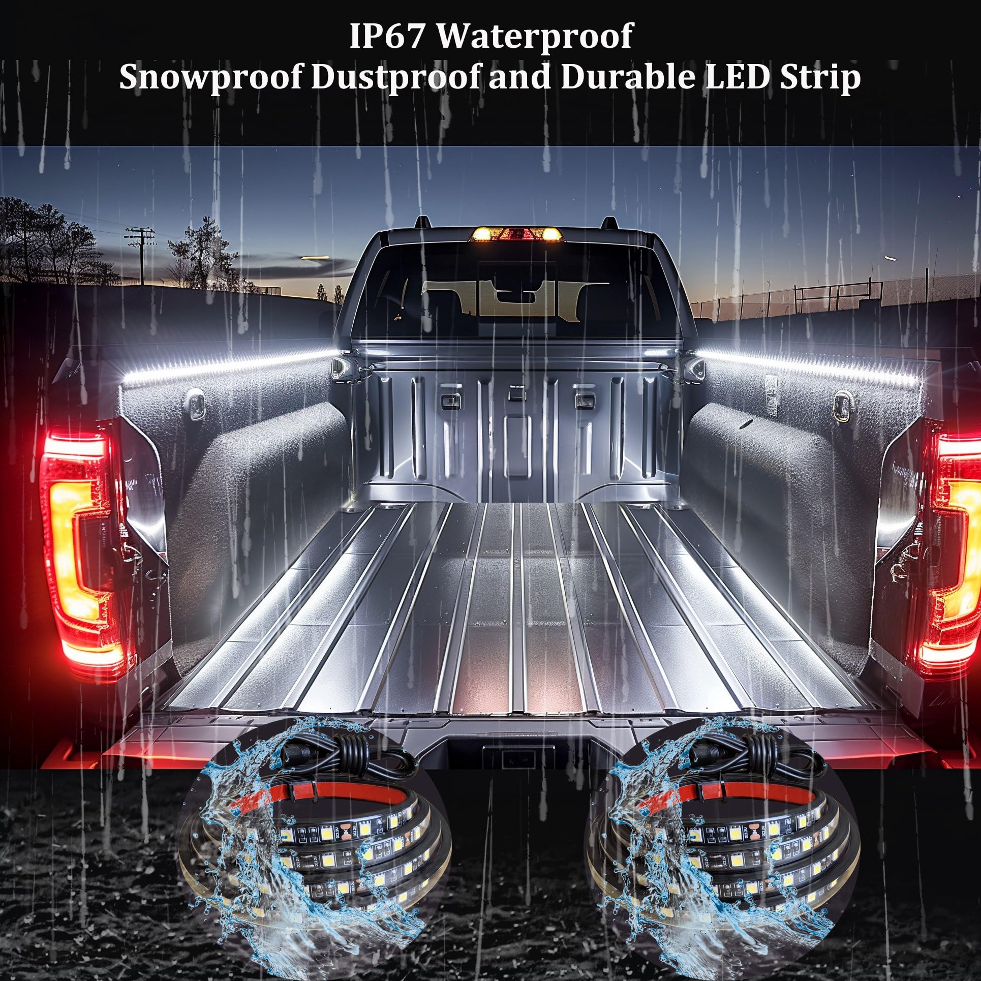 AUTUNEER LED Truck Bed Lights, 60 Inch Waterproof Bar, 2PCS White 5050 Light Strip, Model YHH-SMD5050-60*2PCS