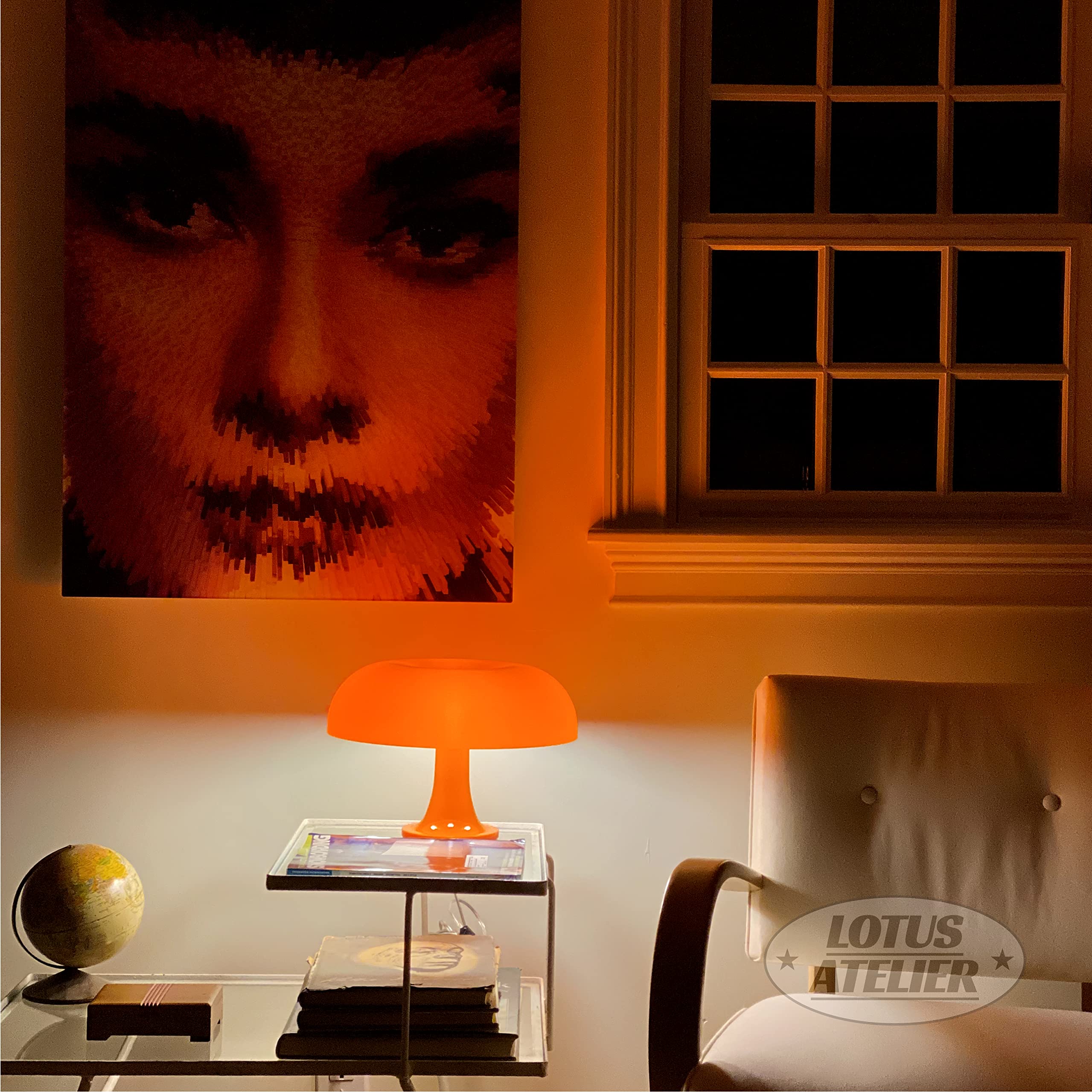 Lotus Atelier Orange Mushroom Lamp For Room Aesthetic Modern Lighting For Bedroom | Cool Retro Living Room Decor (Orange)