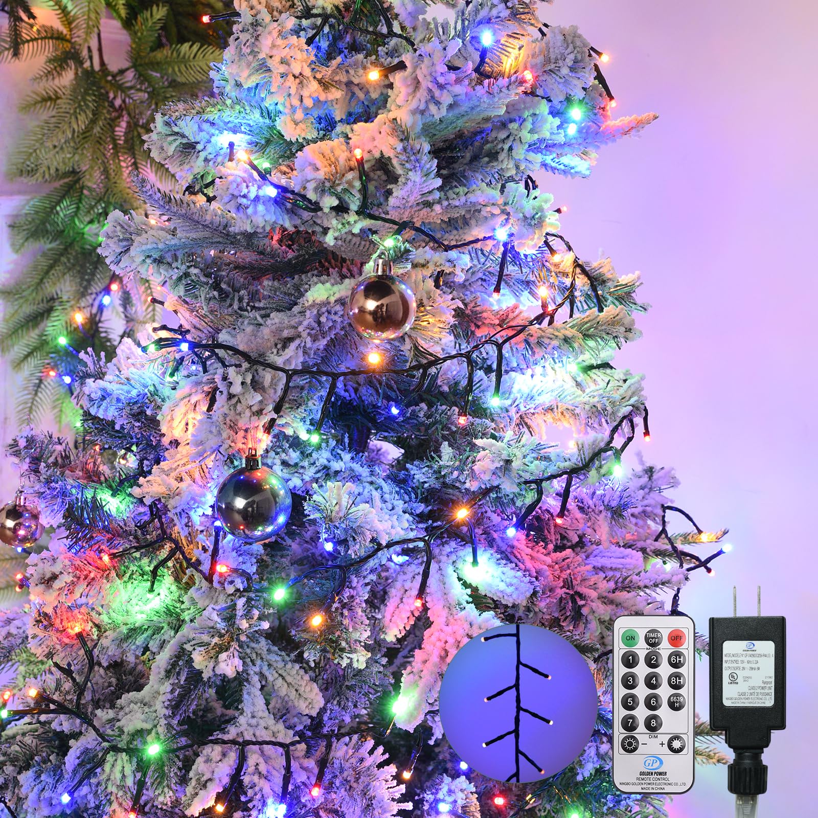 Lycklig Cluster Christmas Fairy Lights, 2000 LED, Multicolor, 147FT, Remote, 8 Modes, Timer, Model BPW-2000LED-MIX