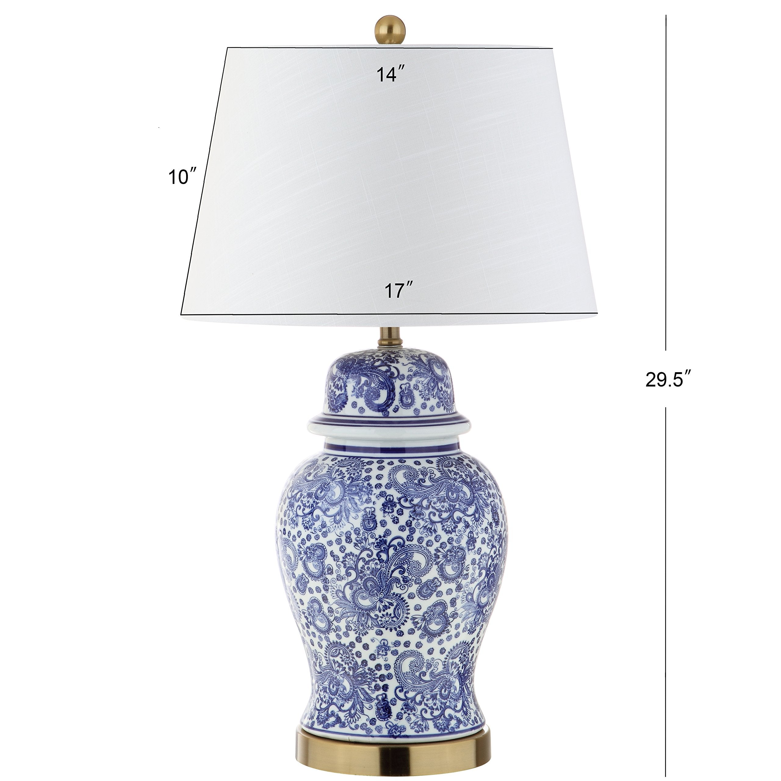 JONATHAN Y Ellis Ceramic LED Table Lamp 29.5in Blue/White Model JYL3008A for Bedroom, Living Room, Office