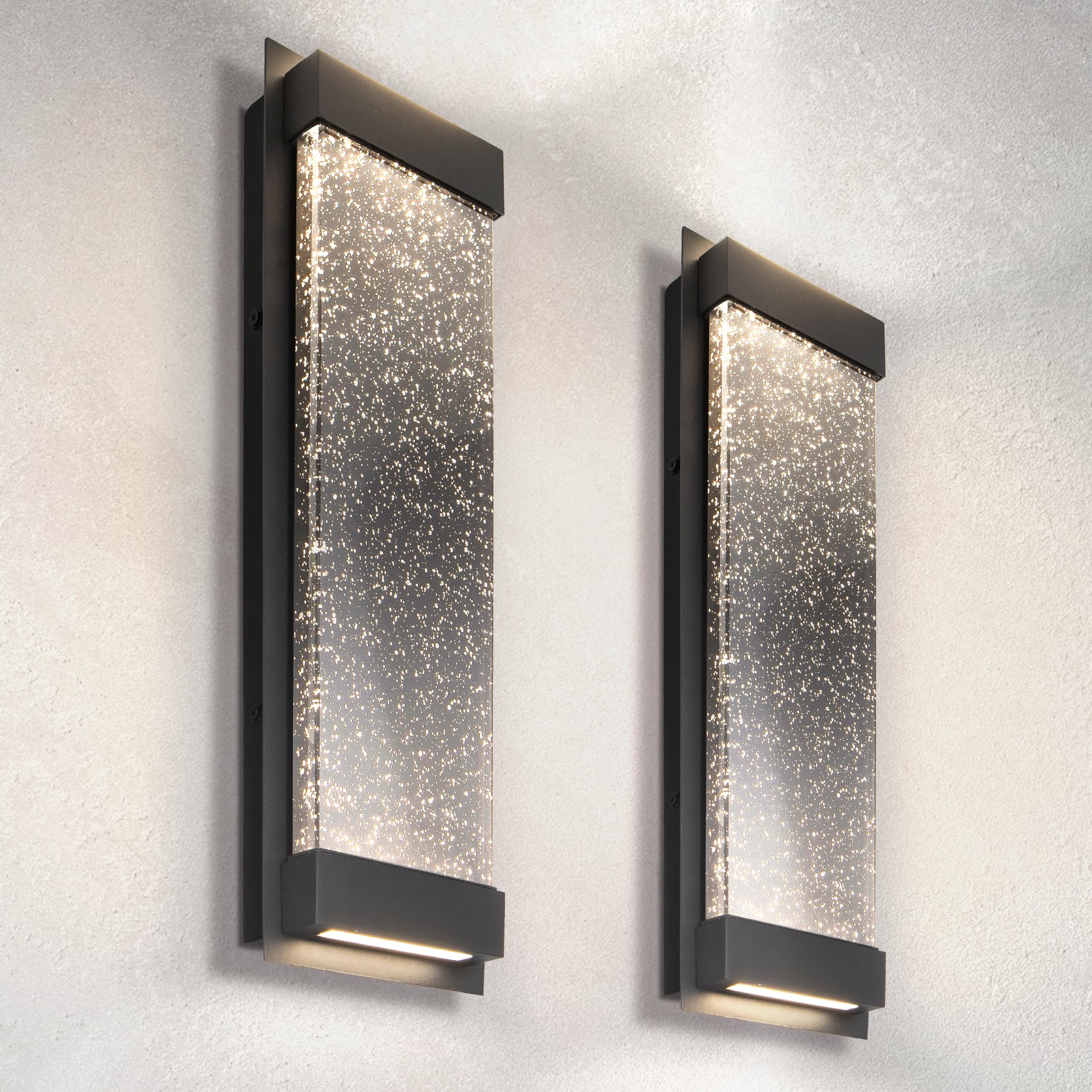 ASD LED Wall Light Fixture | 18 Inch, 22W, 520LM, 3CCT, Waterproof, Dimmable | Black, 2 Pack, Model A-LWS28