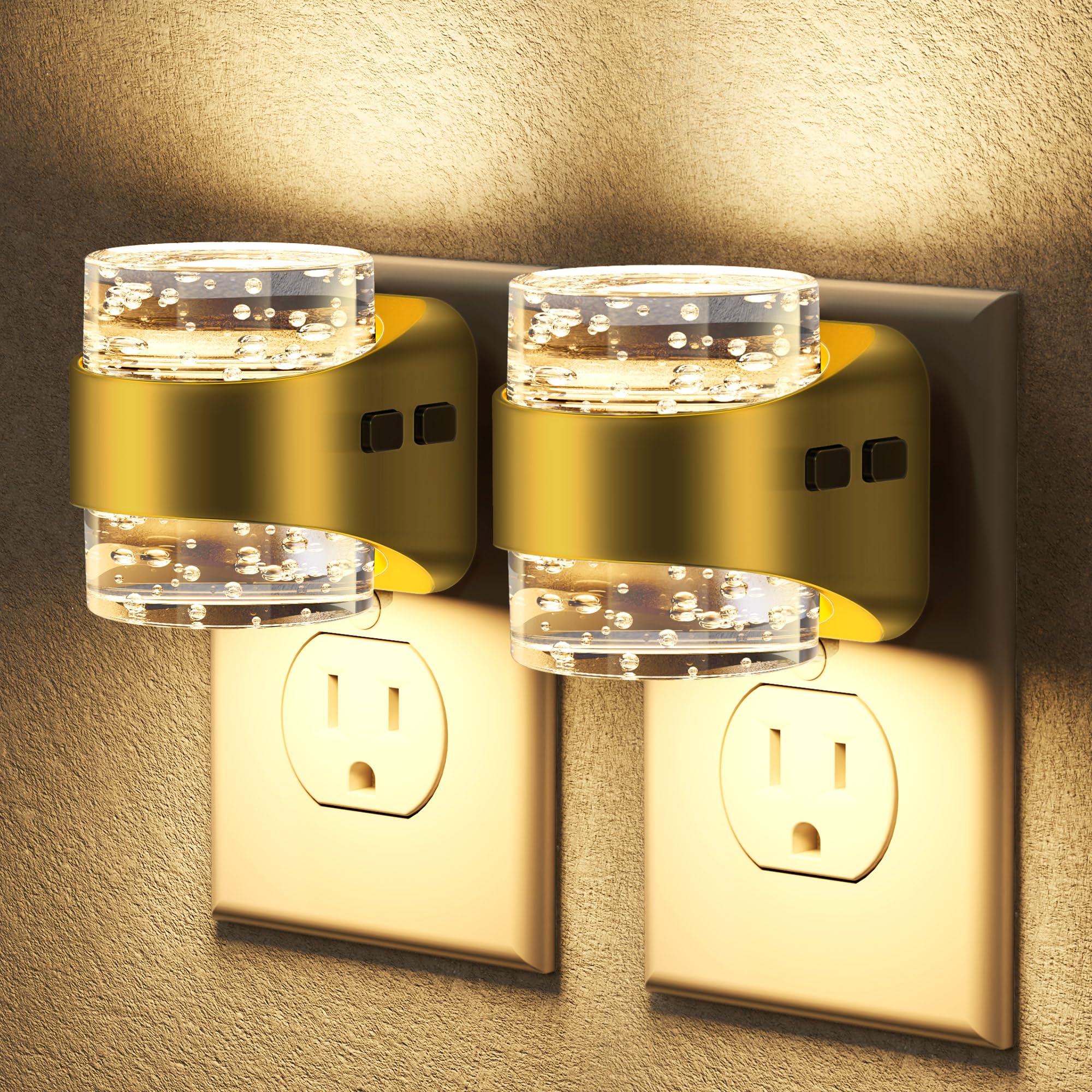 Briignite LED Night Light Plug into Wall[2 Pack]  Dimmable Night Light with Bubble Design 3000K Warm & 5 Brightness Levels  Dusk to Dawn Sensor Nightlights for Nursery  Hallway  Bathroom  Kids Room