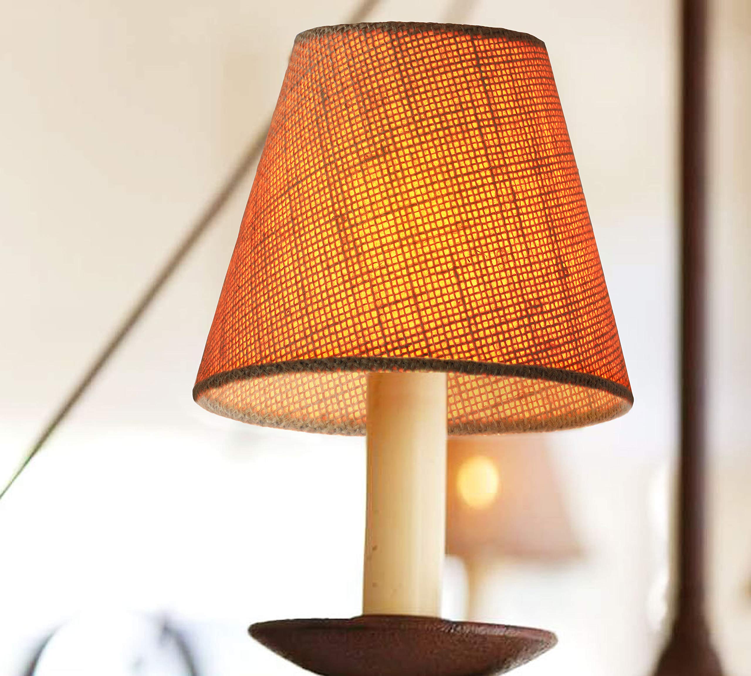 Eurus Home Small Lamp Shade Set Of 6 Burlap Chandelier Shades 3X6X5 Natural S03