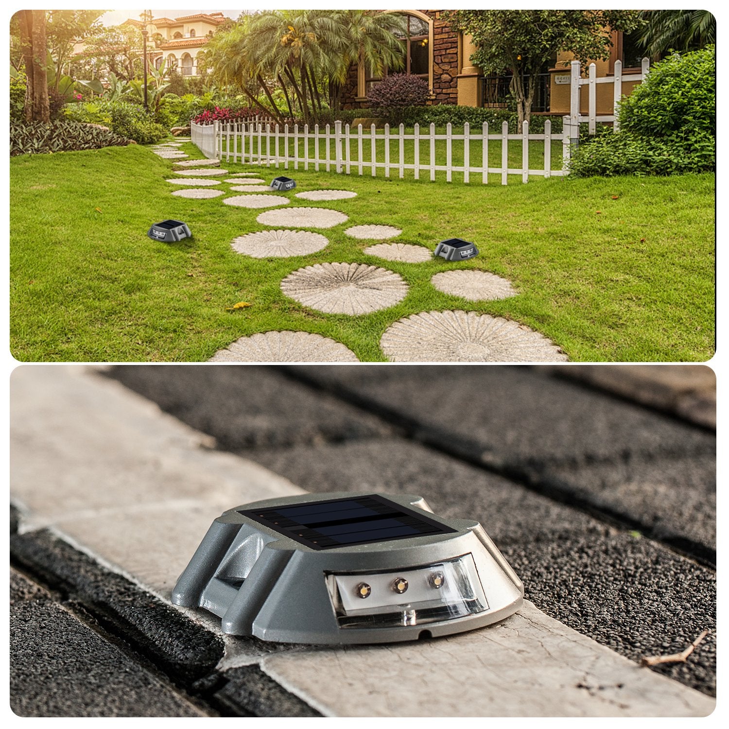 Sunwind Solar Deck Lighting Outdoor - 4 Pack Waterproof Aluminum Dock Solar Powered Lights Outdoor Led Pathway Road Marker For G