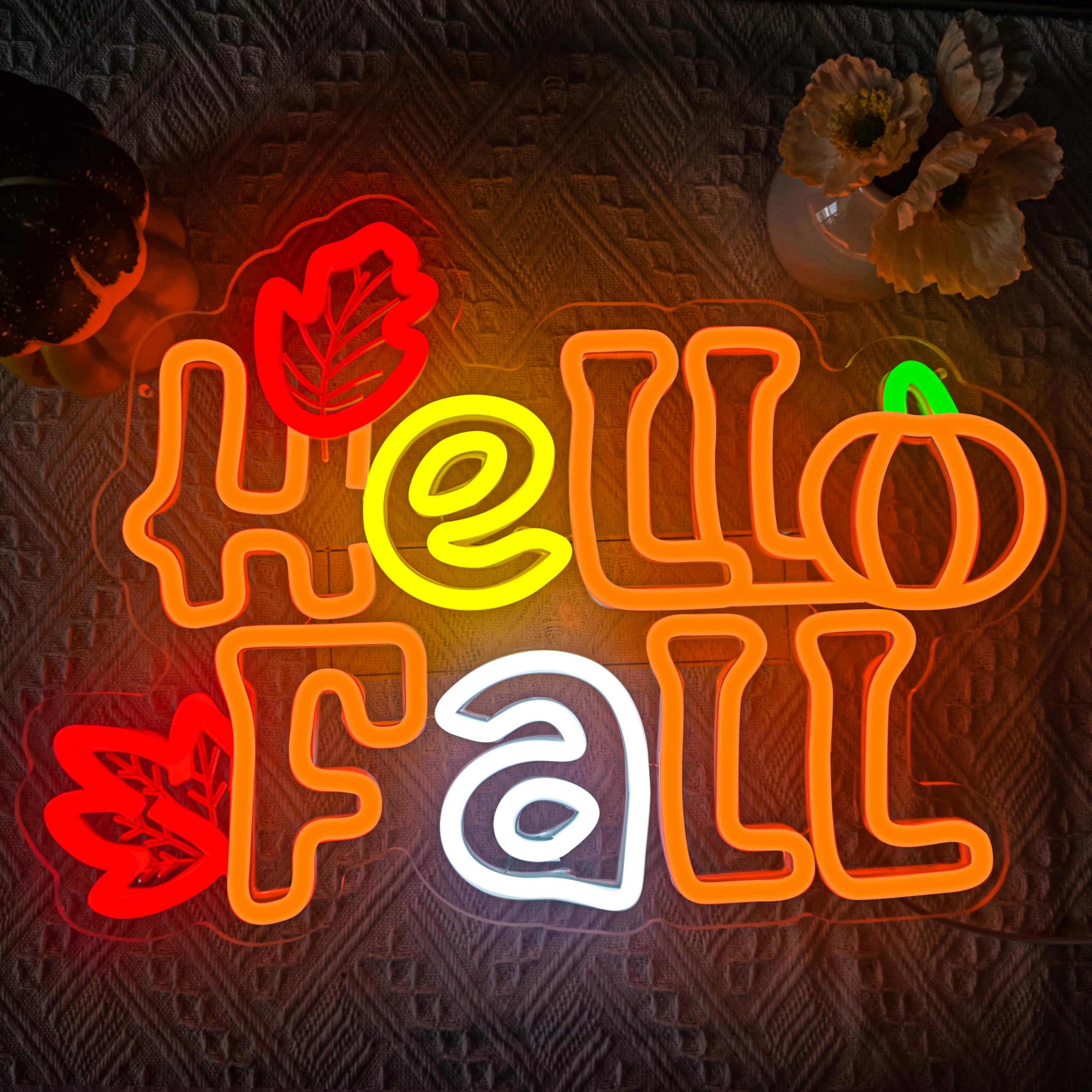 Hello Fall Neon Sign Dimmable For Maple Leaf Neon Sign Thanksgiving Led Neon Light Sign Thanksgiving Decorations For Autumn Room Bedroom Table Wall Decor Kids Holiday Gift Usb Powered