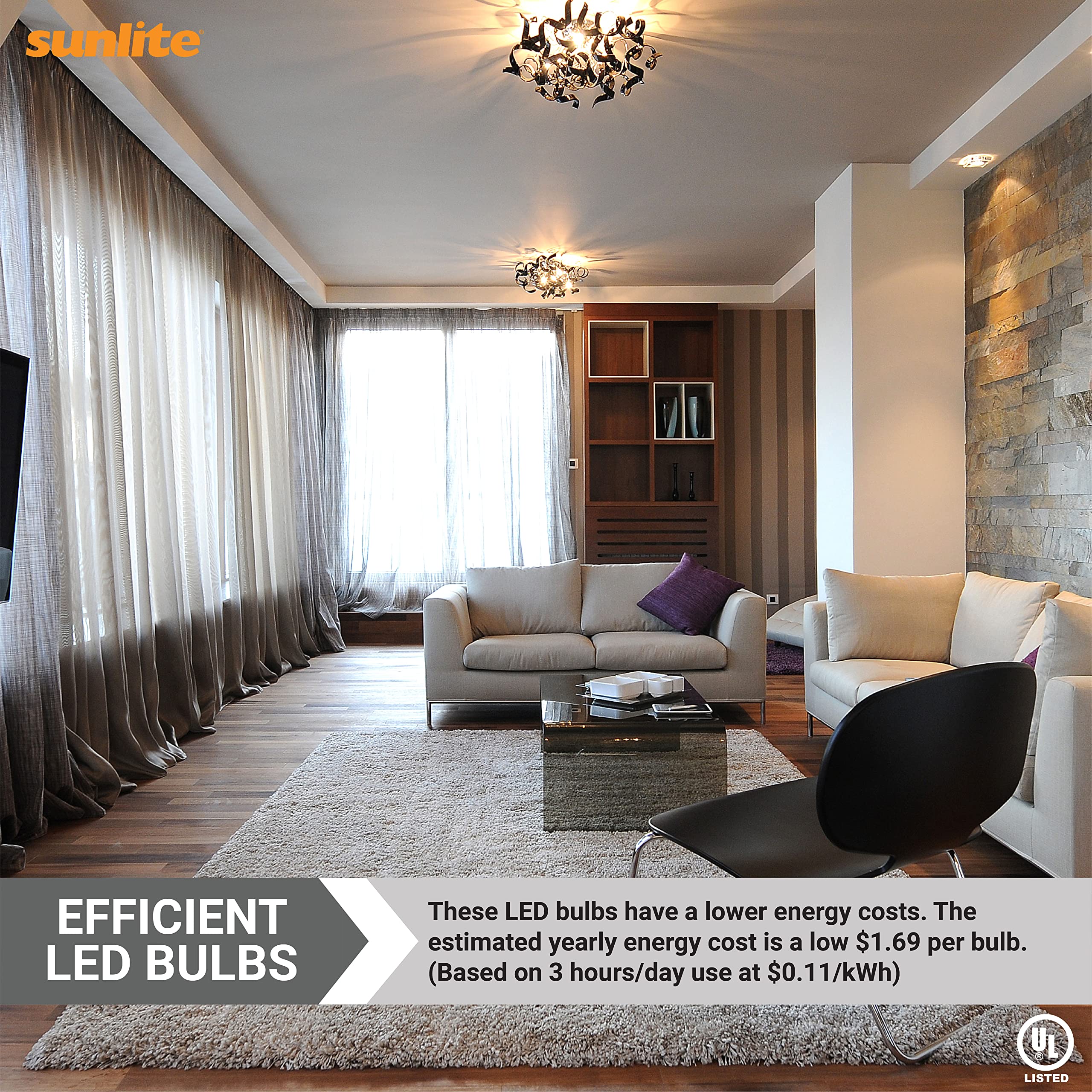 Sunlite A19 LED Dimmable Light Bulb 14W (100W Equivalent) 1500 Lumens, 5000K Daylight, 6 Pack, GU24 Base