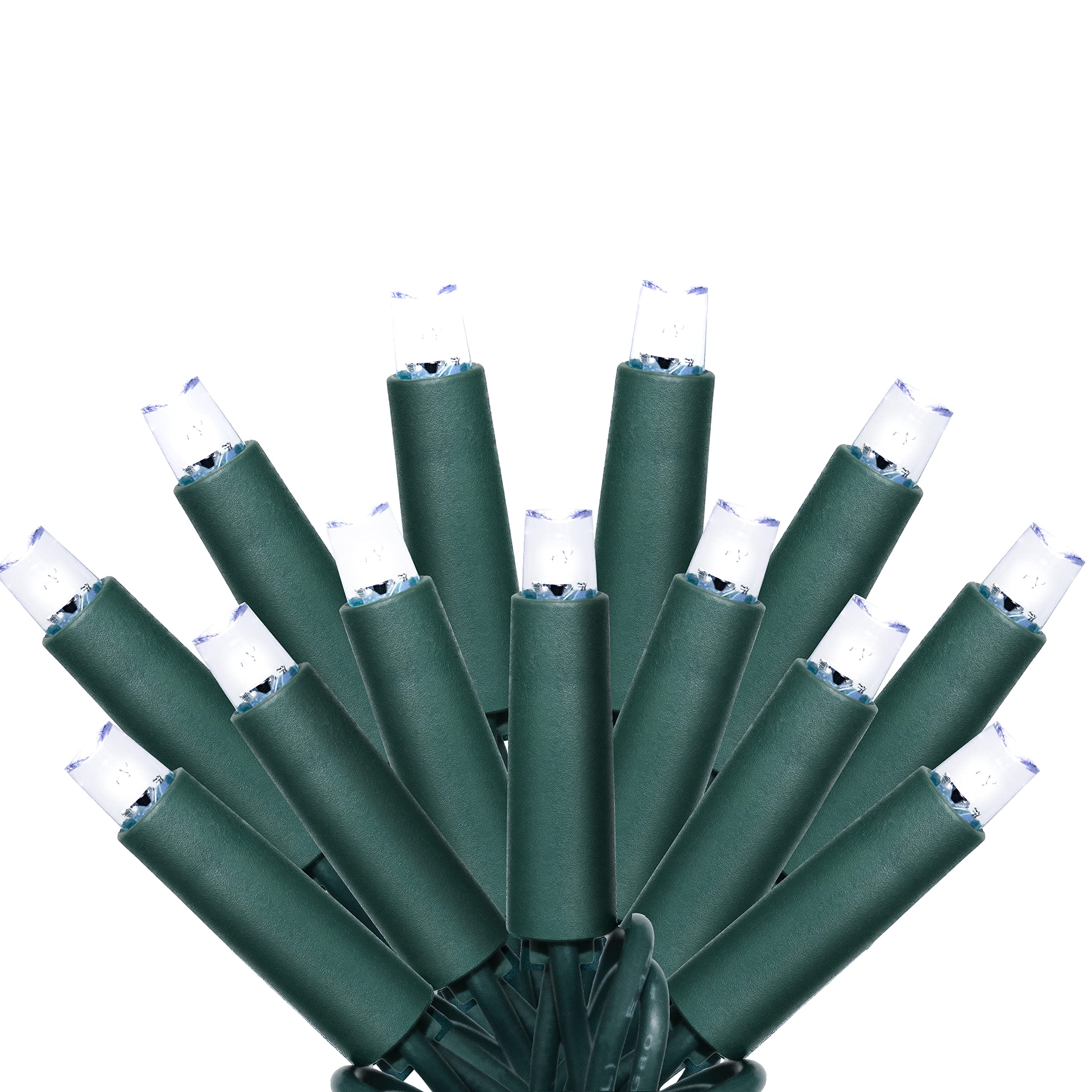 broulove LED Christmas Lights 70 Count, String Lights for Outdoor & Indoor, Commercial Grade, Green Wire, Pure White Light, 6 inches Spacing, 35ft Length