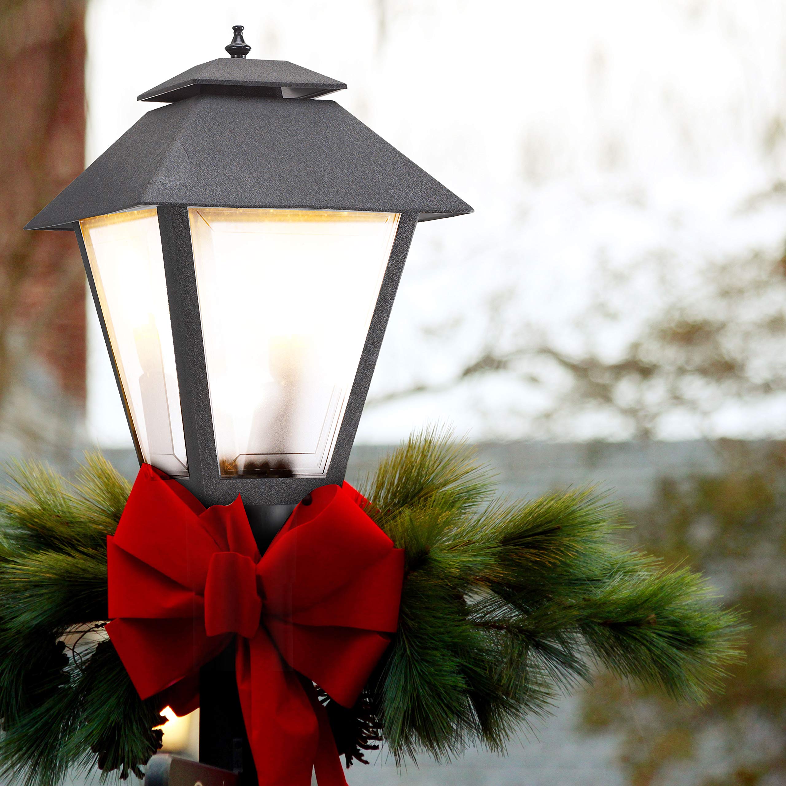 Sea Gull Lighting One-Light Outdoor Post Lantern, Polycarbonate, Black Finish, Model 82065-12