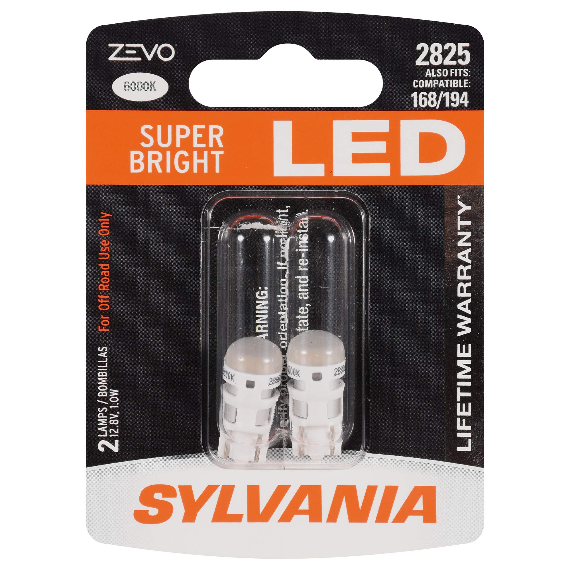 SYLVANIA ZEVO 2825 T10 W5W White LED Bulb, (Contains 2 bulbs)