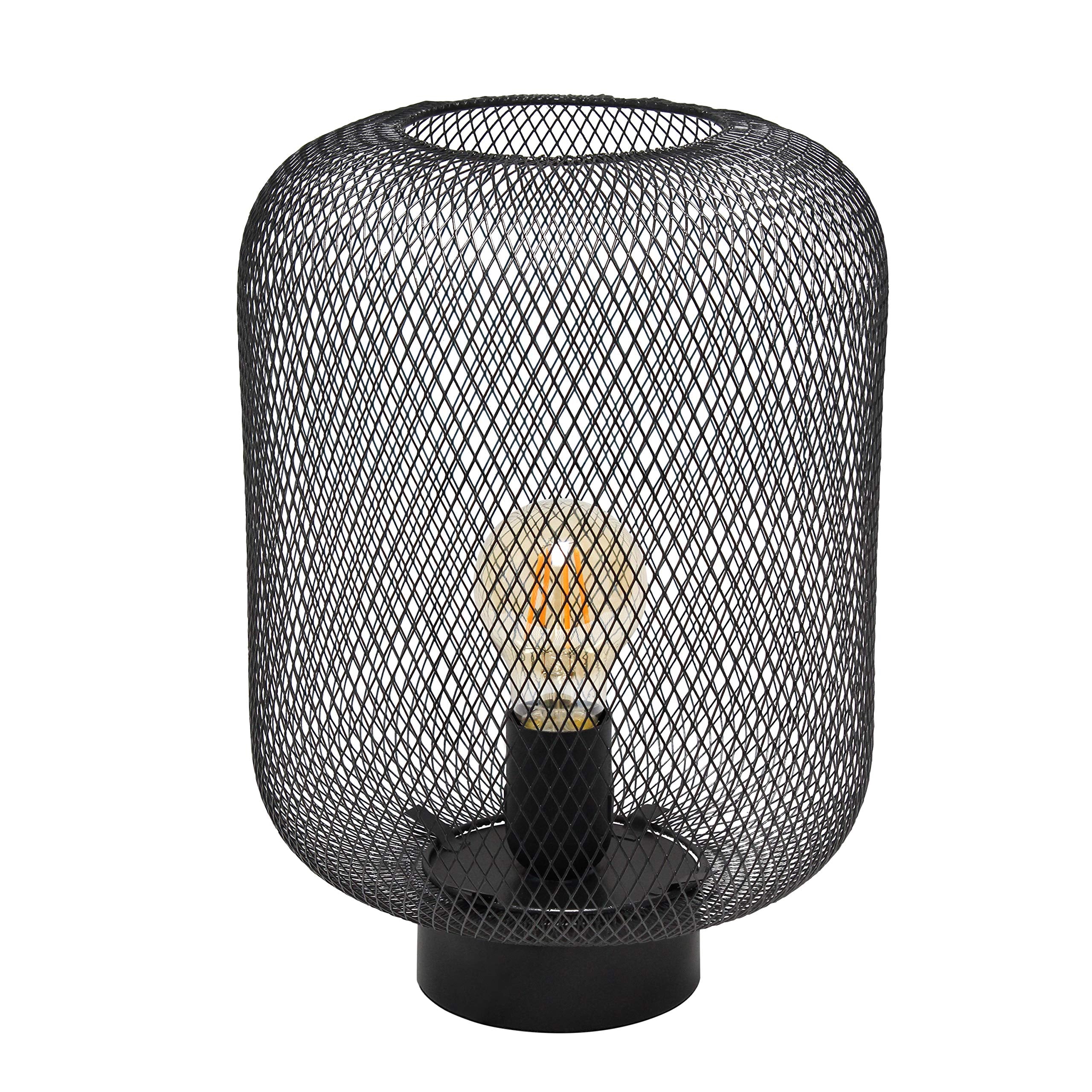 Simple Designs Lt1072-Blk Metal Mesh Industrial Table Lamp, Black
