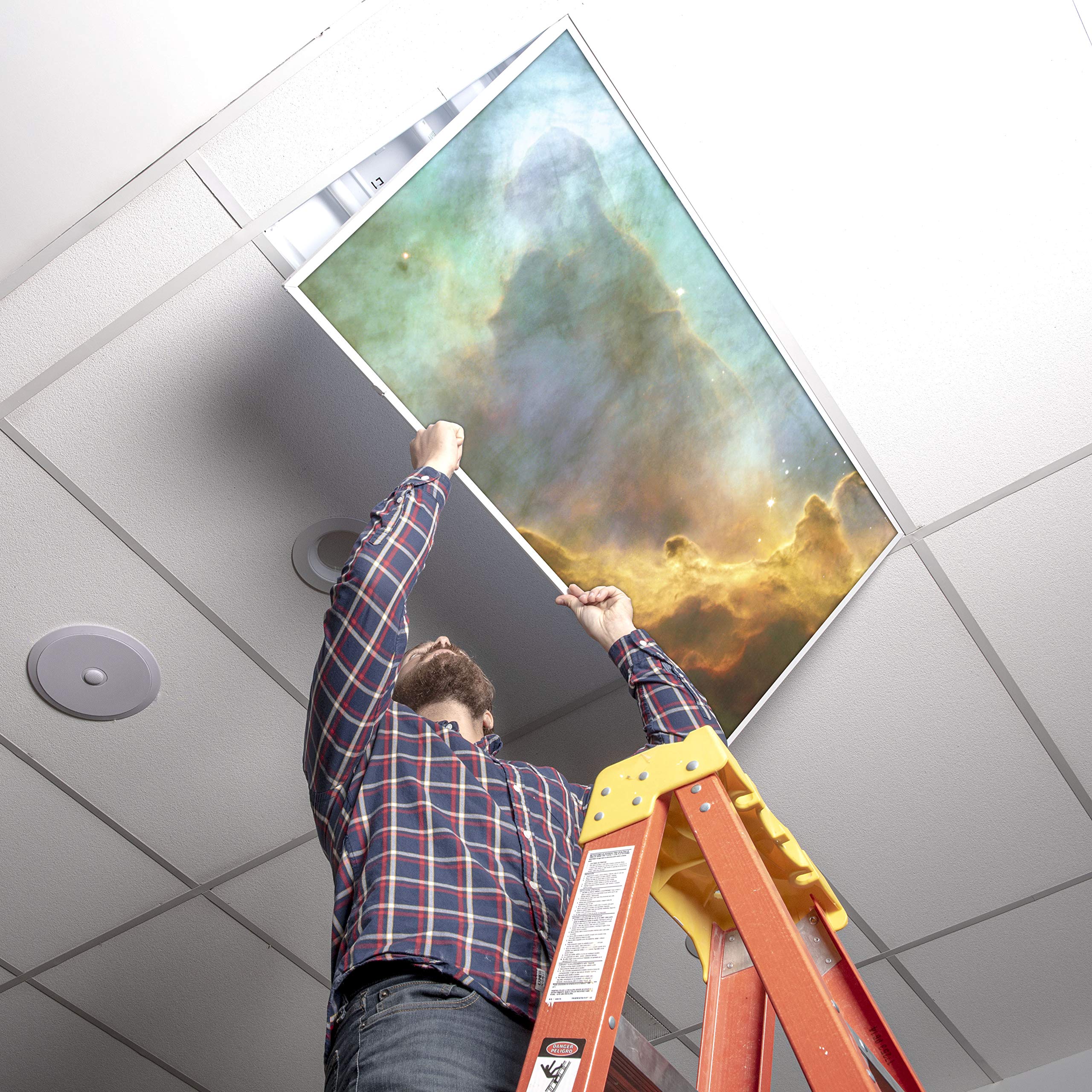OCTO LIGHTS Fluorescent Light Cover Backlit Film 2x4 (22.38inx46.5in) Outer Space, Model Astronomy Fluorescent Light Covers 003