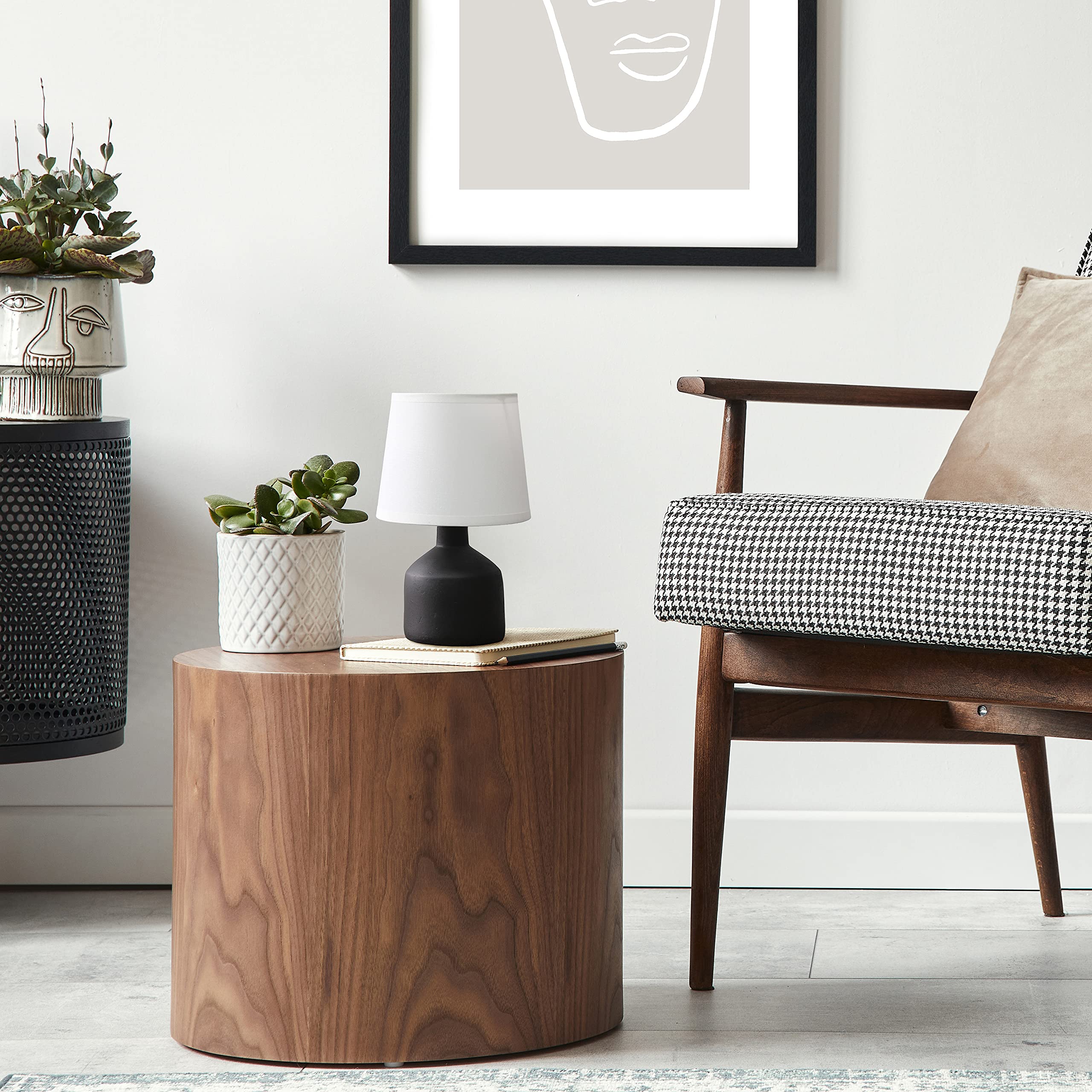 Simple Designs Lt2080-Blk Mini Bocksbeutal Concrete Table Lamp, Black