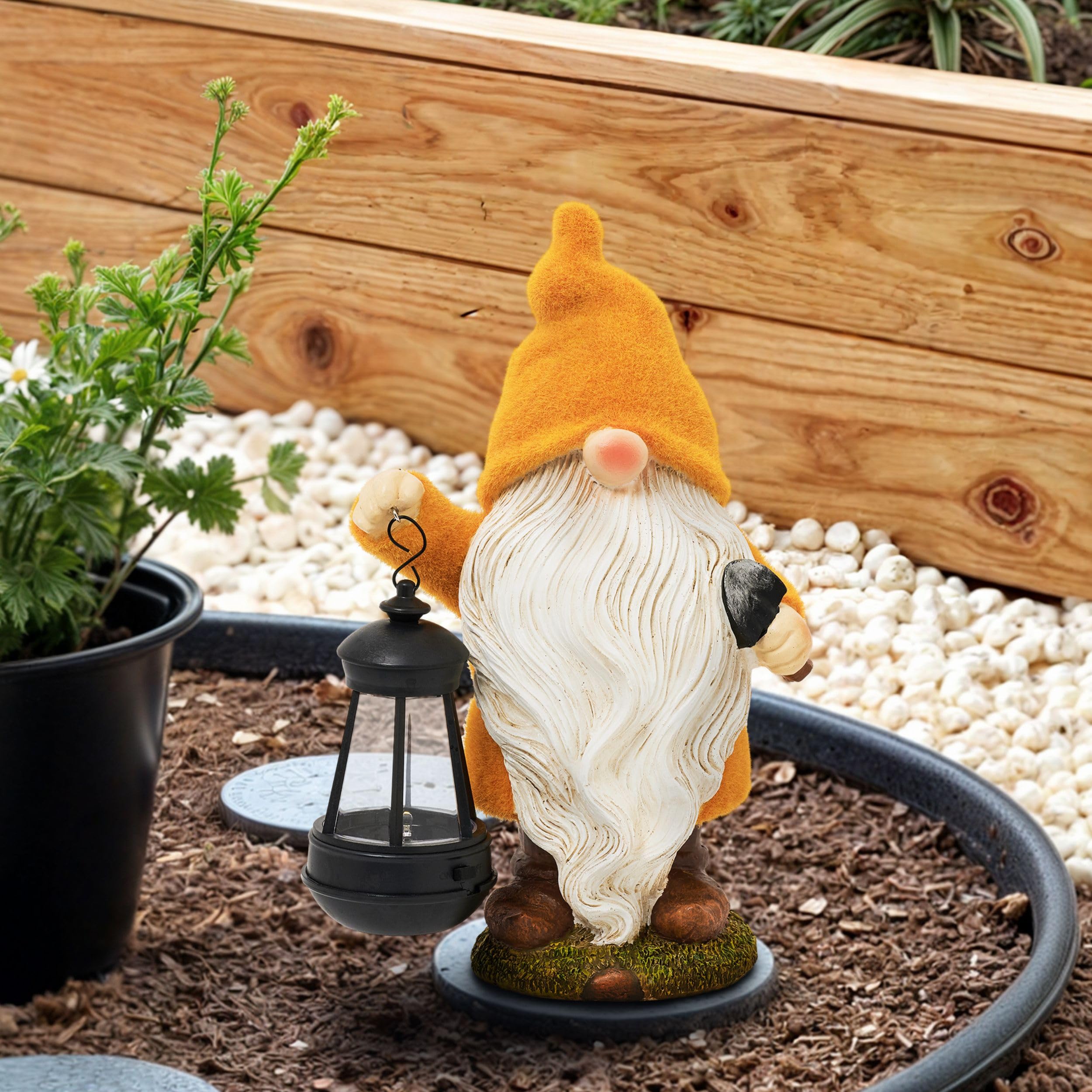 TeresaS Collections Fall Decor  Fall Gnome Decor  Autumn Garden Gnomes Holding Lantern With Solar Lights Waterproof Resin Outdoor Fall Decor  Fall Gifts Outdoor/Indoor 8