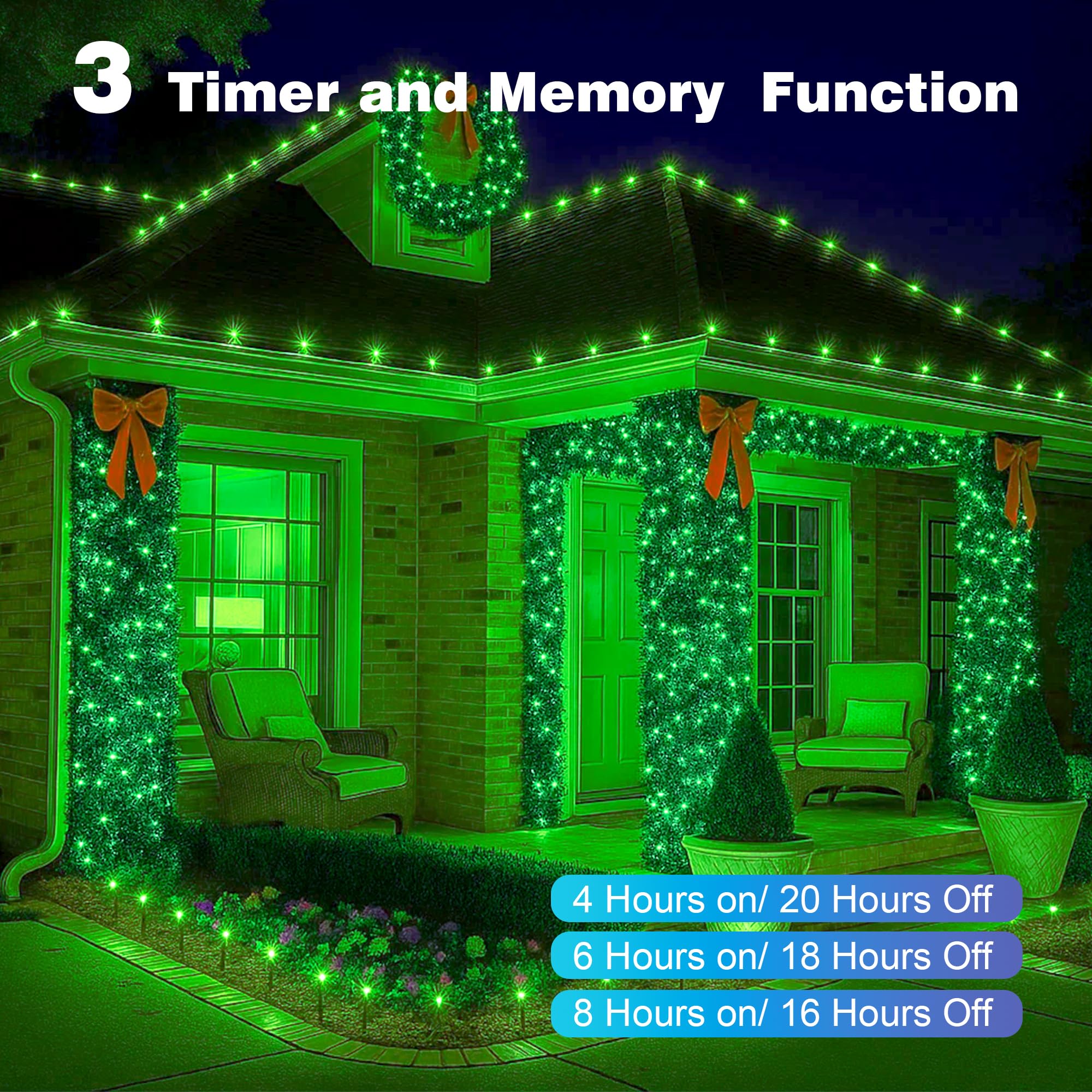 Domolli Christmas Lights 500Led 164Ft  Waterproof Christmas Tree Lights With 8 Modes  Remote Control 3 Timers & Memory Function Xmas Decorations For House And Holiday (Green)