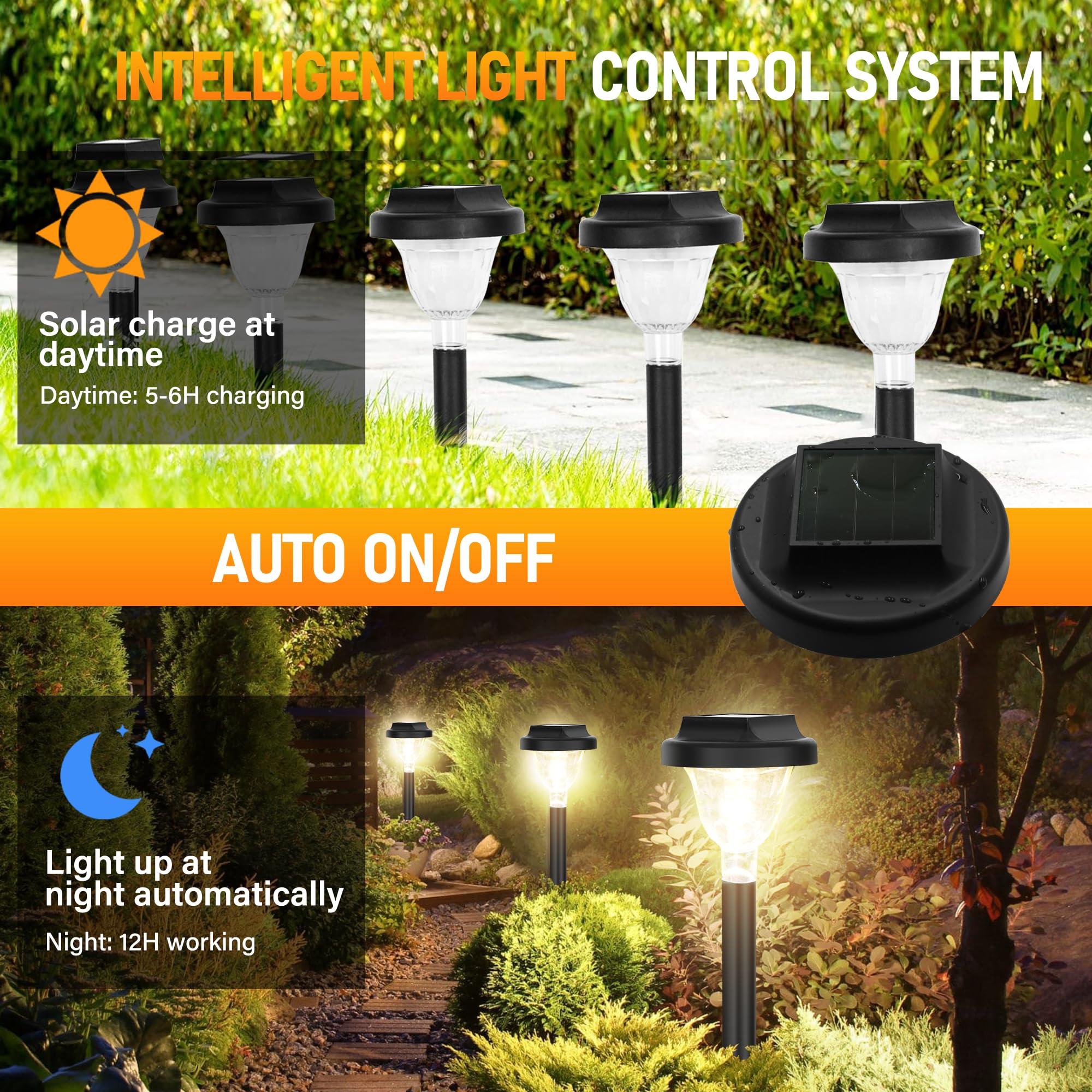 Siatom Lighting Solar Pathway Lights, Ip65 Waterproof 10 Pack, Warm Light Led Garden Lighting
