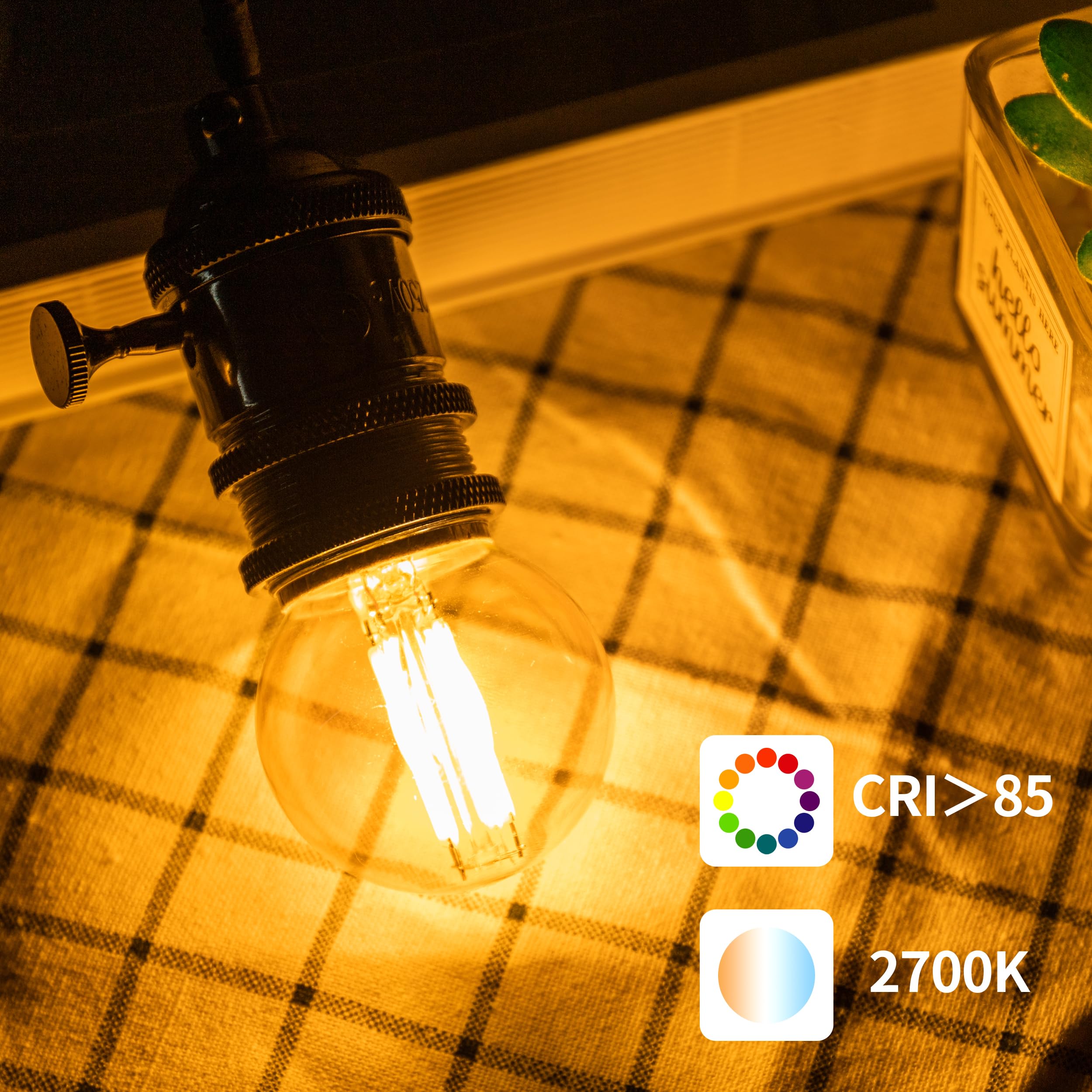Runquiz G16.5 Led Bulb, Small Round Edison Light Bulbs, E26 Dimmable Globe Amber Vanity Light Bulbs, 6W 2700K Vintage Led Filame