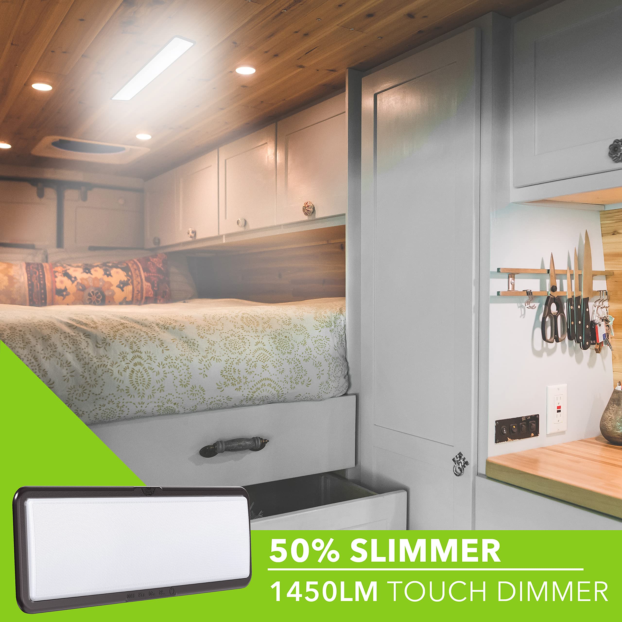 Leisure LED RV Ceiling Light Fixture, 1450 Lumen, Touch Dimmer, 12V Natural White, Burnt Bronze, 1-Pack
