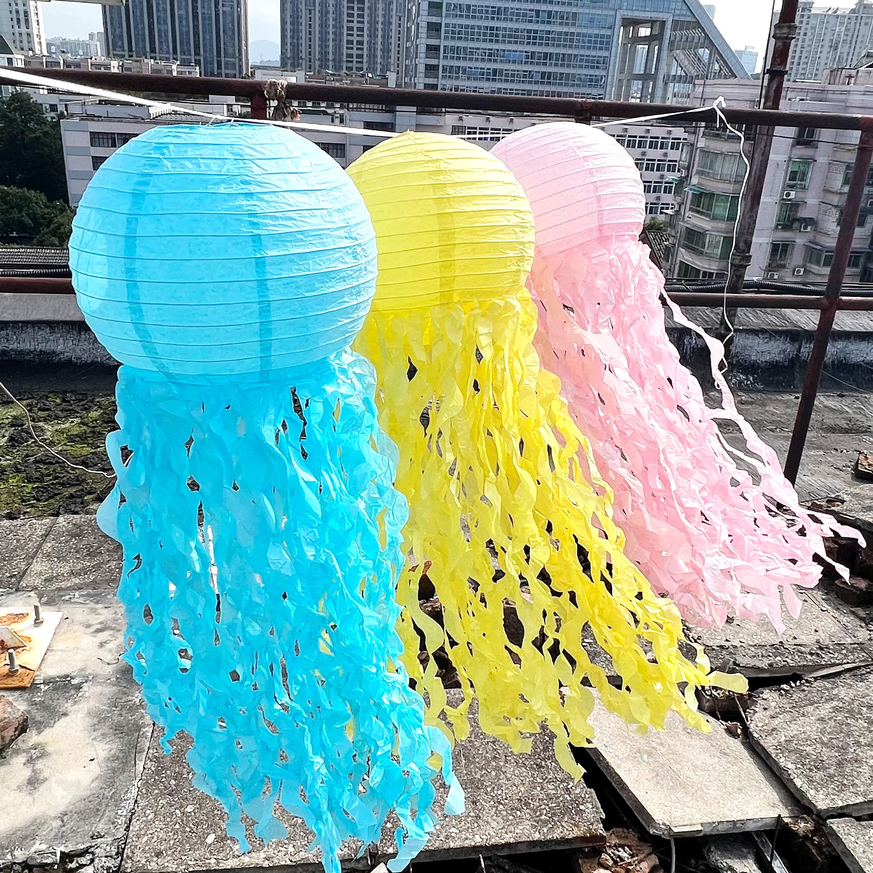 UNIIDECO Jellyfish Paper Lantern Decoration, Pink, Ocean Theme, Model Lan21