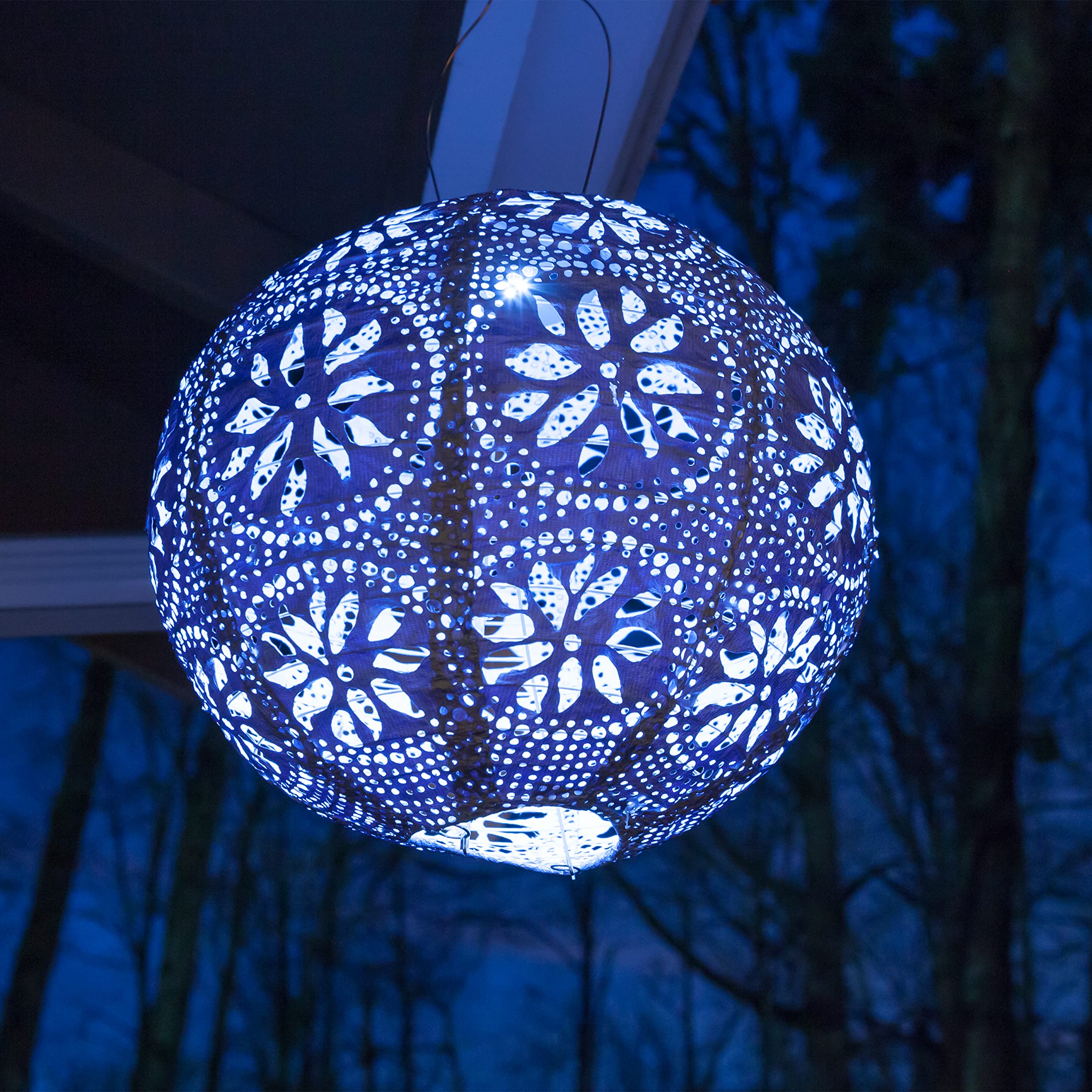Allsop Soji Stella LED Outdoor Solar Lantern, Handmade Tyvek, 12x12, Metallic Blue, Model 31836