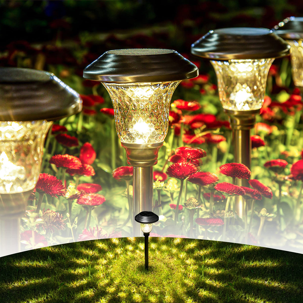 GIGALUMI 8 Pack Solar Pathway Lights, Solar Garden Lights Outdoor Warm White, Waterproof Led Path Lights for Yard, Patio, Landsc