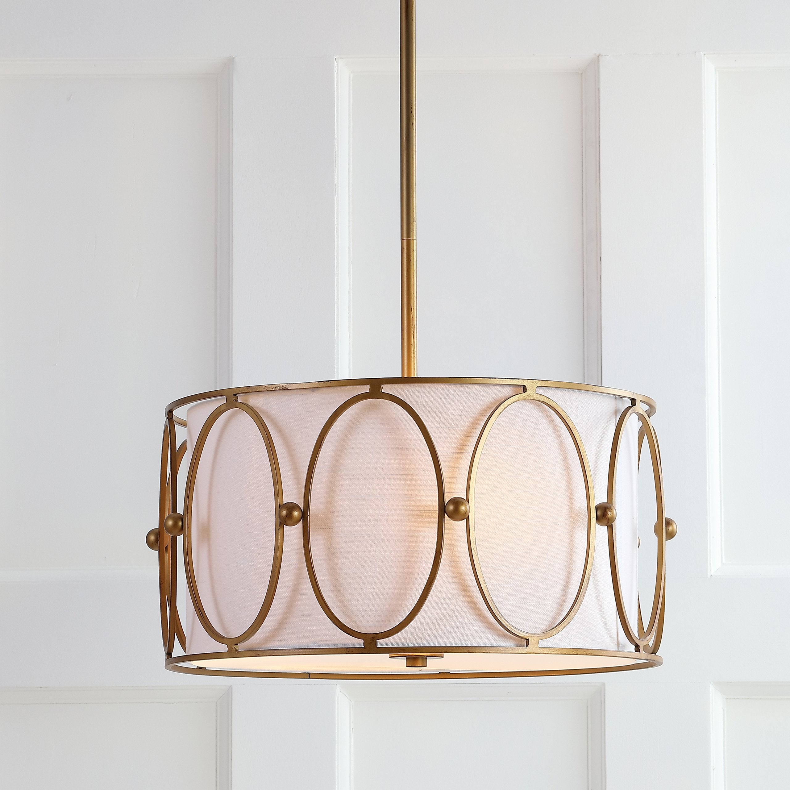 JONATHAN Y Violetta 3-Light LED Pendant, Metal, 19in, Gold, Model JYL9008A, Contemporary Design for Office and Home