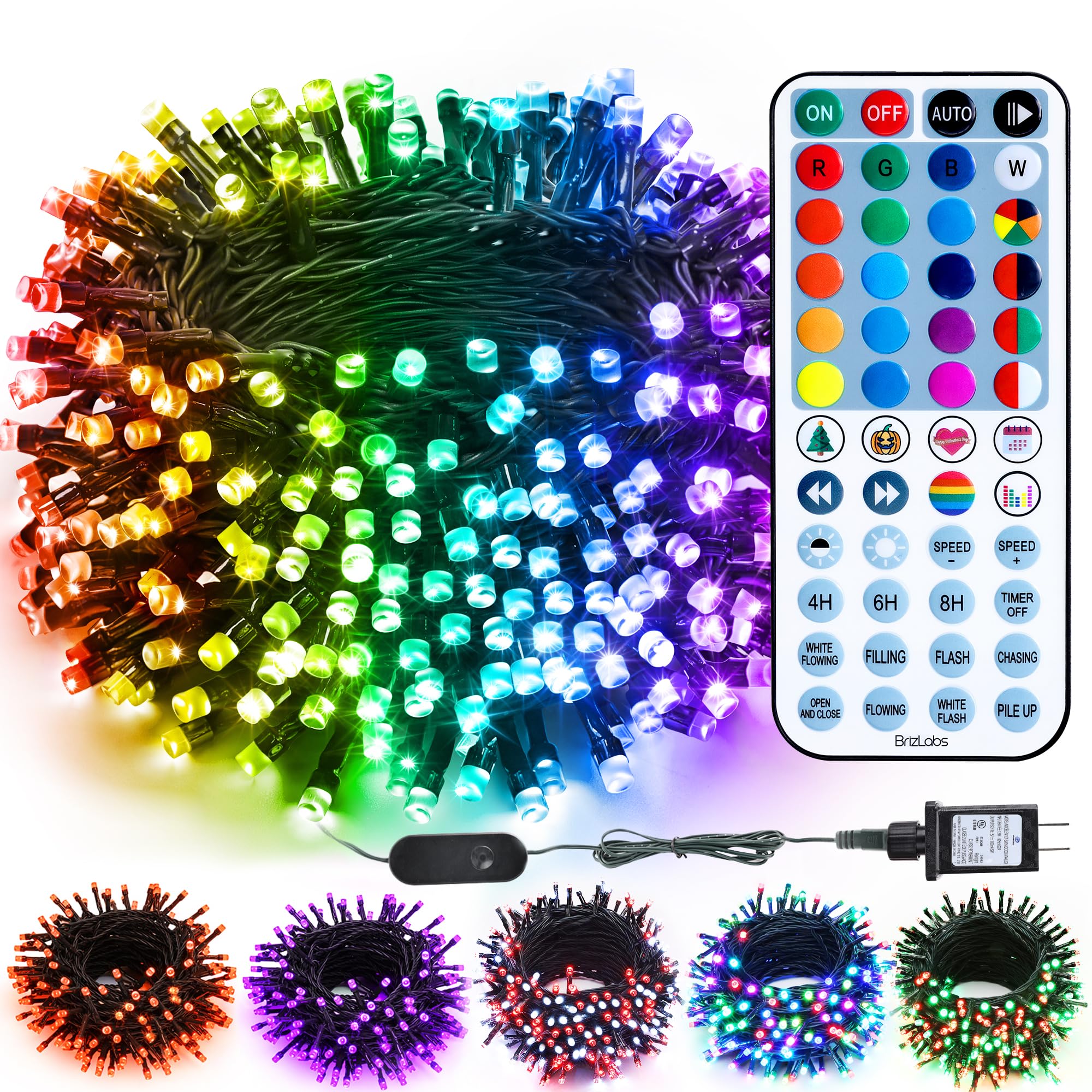 Brizlabs Orange Purple Halloween Lights  33Ft 100 Led Rgb Color Changing String Lights With Remote  Dimmable Mini Christmas Light String With Timer For Indoor Outdoor Halloween Thanksgiving Xmas Decor