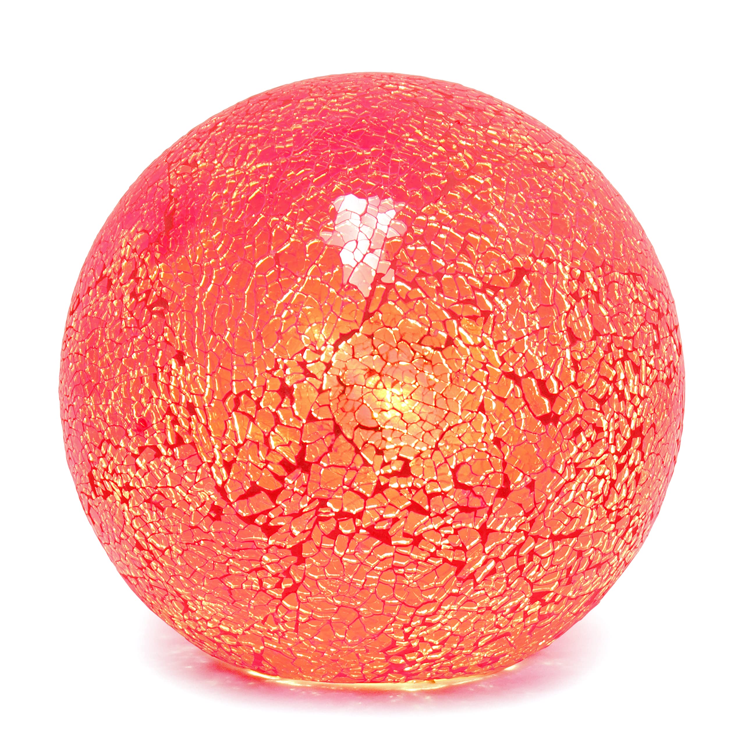 Simple Designs LT3302-RED Mosaic Stone Ball Table Lamp, Ceramic, 8inL x 8inW x 7.75inH, Red